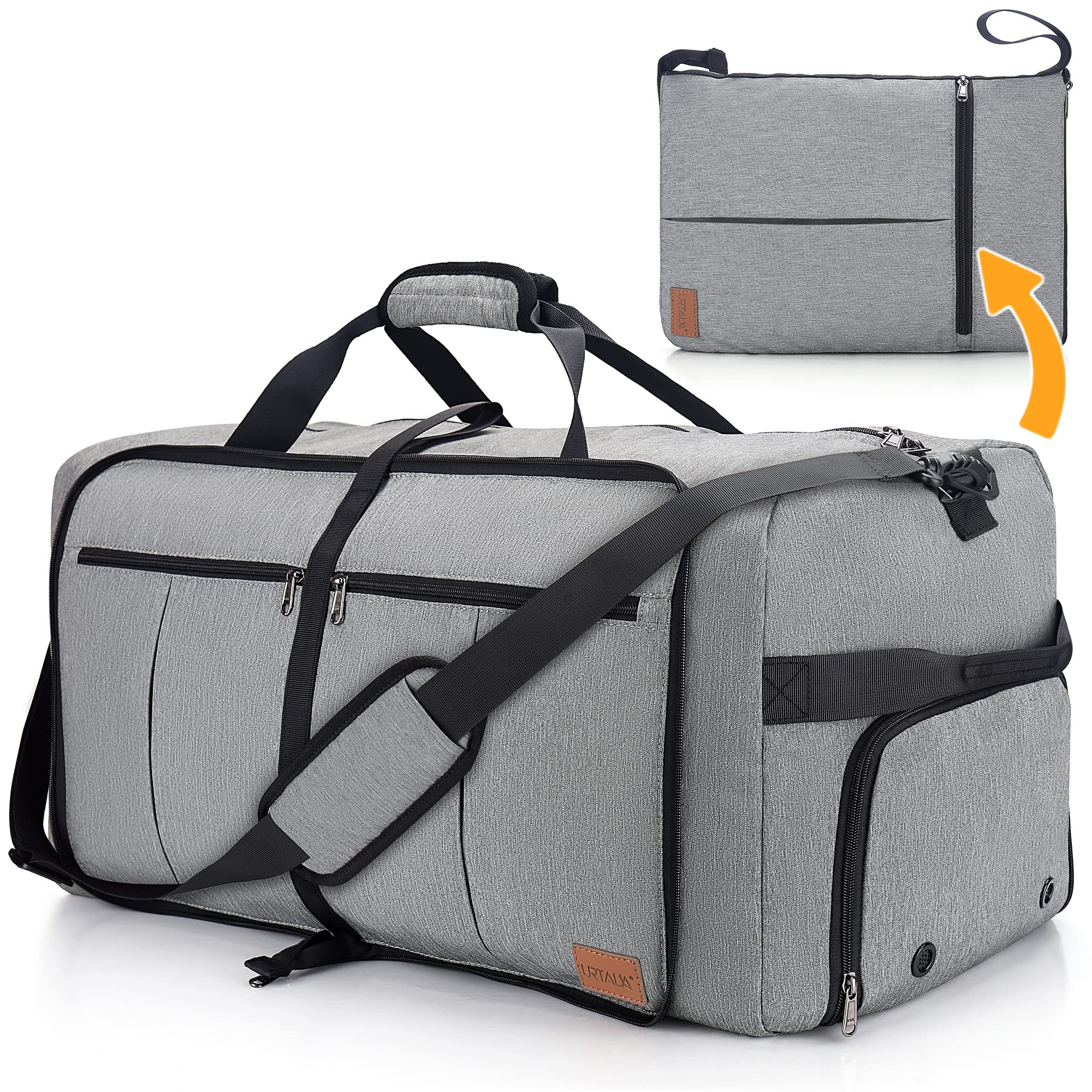 Urtala Faltbare Reisetasche für Herren & Damen, 120L Groß Weekender Übernachtungstasche mit Schuhfach, wasserdichte Handgepäck Tasche/Sporttasche