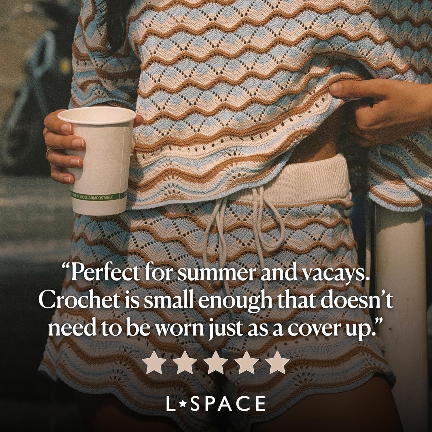 L*Space Sunchaser Short for Women, Casual Everyday High-Waisted Knit Shorts Featuring Scalloped Hem & Drawcord Through Waist - Image 4