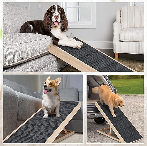 Miniatura 7 de 5 rampas portátiles ajustables para perros, para cochecamas altassofá, rampa antideslizante para mascotas, rampa plegable para gatos con panel más