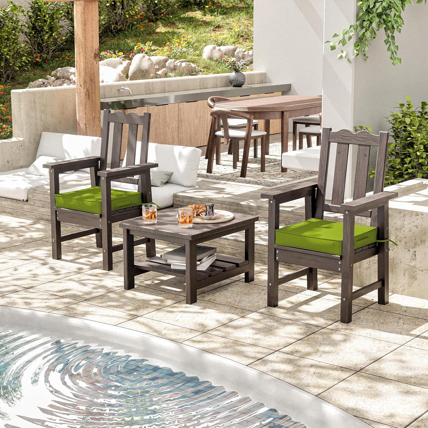 Outdoor Chair Cushions 17 X 16 X 3 Inch Patio Furniture Cushions Waterproof & Fade Resistant Outdoor Cushions for Patio Furniture with Handle & Adjustable Straps Set of 2