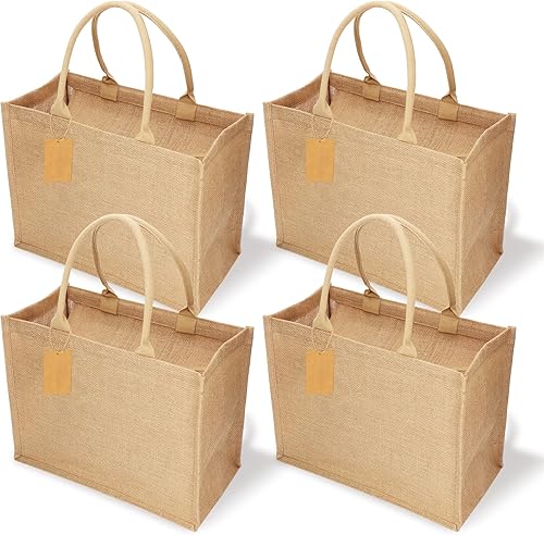 PlayX99 Bolsa de yute extra grande con cierre de cremallera superior, 16.5 x 13 x 8.5 pulgadas, bolsas de comestibles reutilizables para decoración