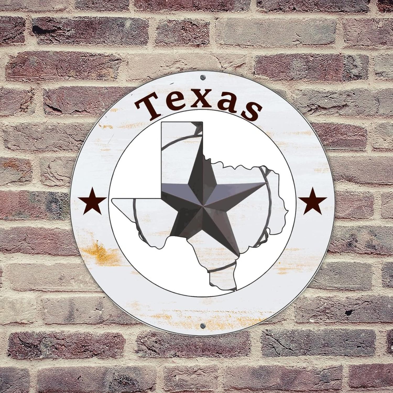 lutieger Hanging Metal Tin Sign Texas Lone' Star Home Map