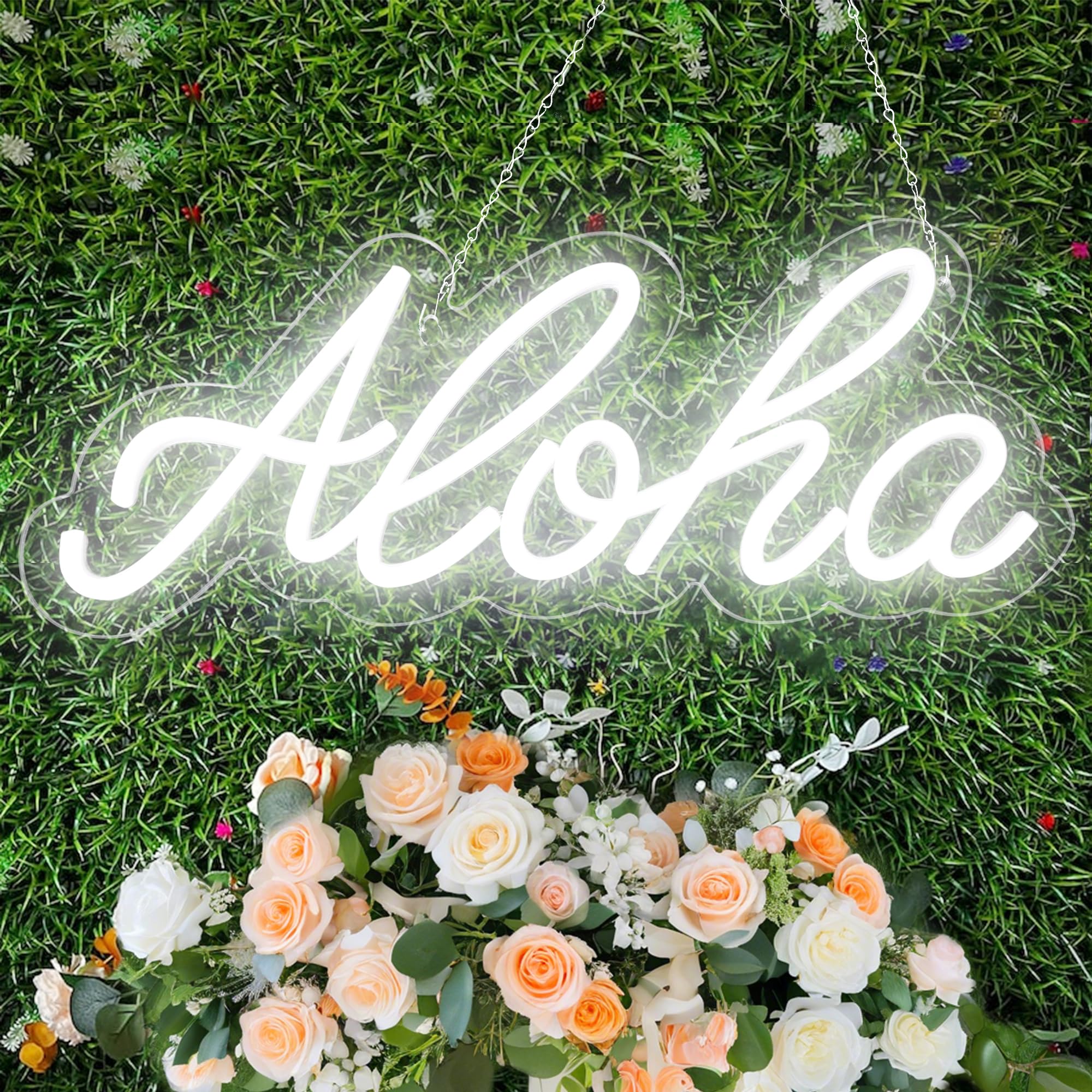 Aloha Neon Light Aloha Cold White Neon Sign for Wall Decor, 15