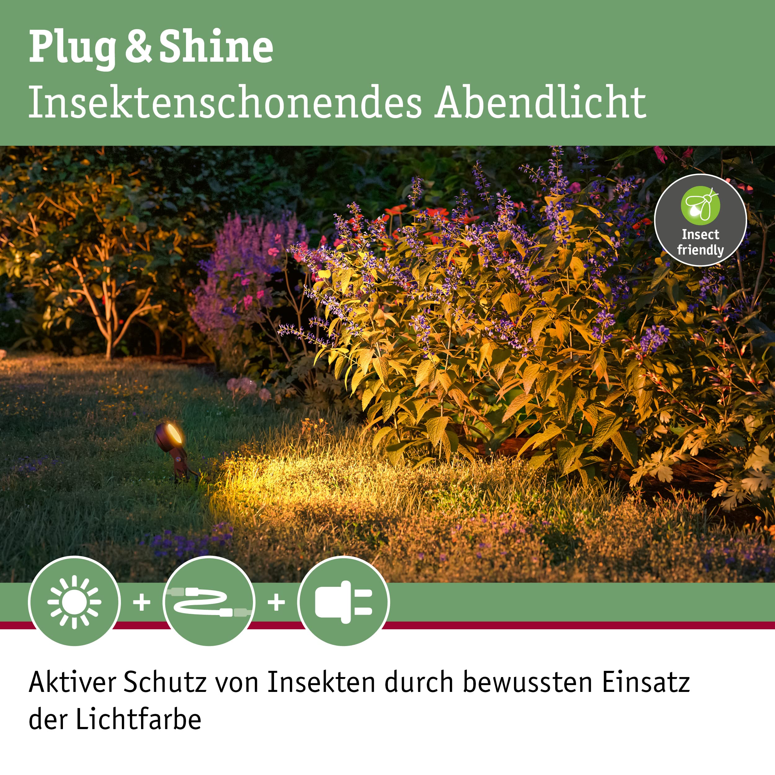 Paulmann Plug & Shine LED Gartenstrahler Sting Basisset insektenfreundlich IP67 2200K 3x6,3W 75VA Anthrazit 94729