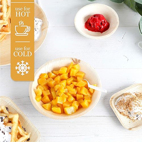 Miniatura 5 de brheez Paquete de 100 cuencos de hoja de palmera de 6 pulgadas, ecológicos, compostables y biodegradables, elegantes cuencos desechables con aspecto