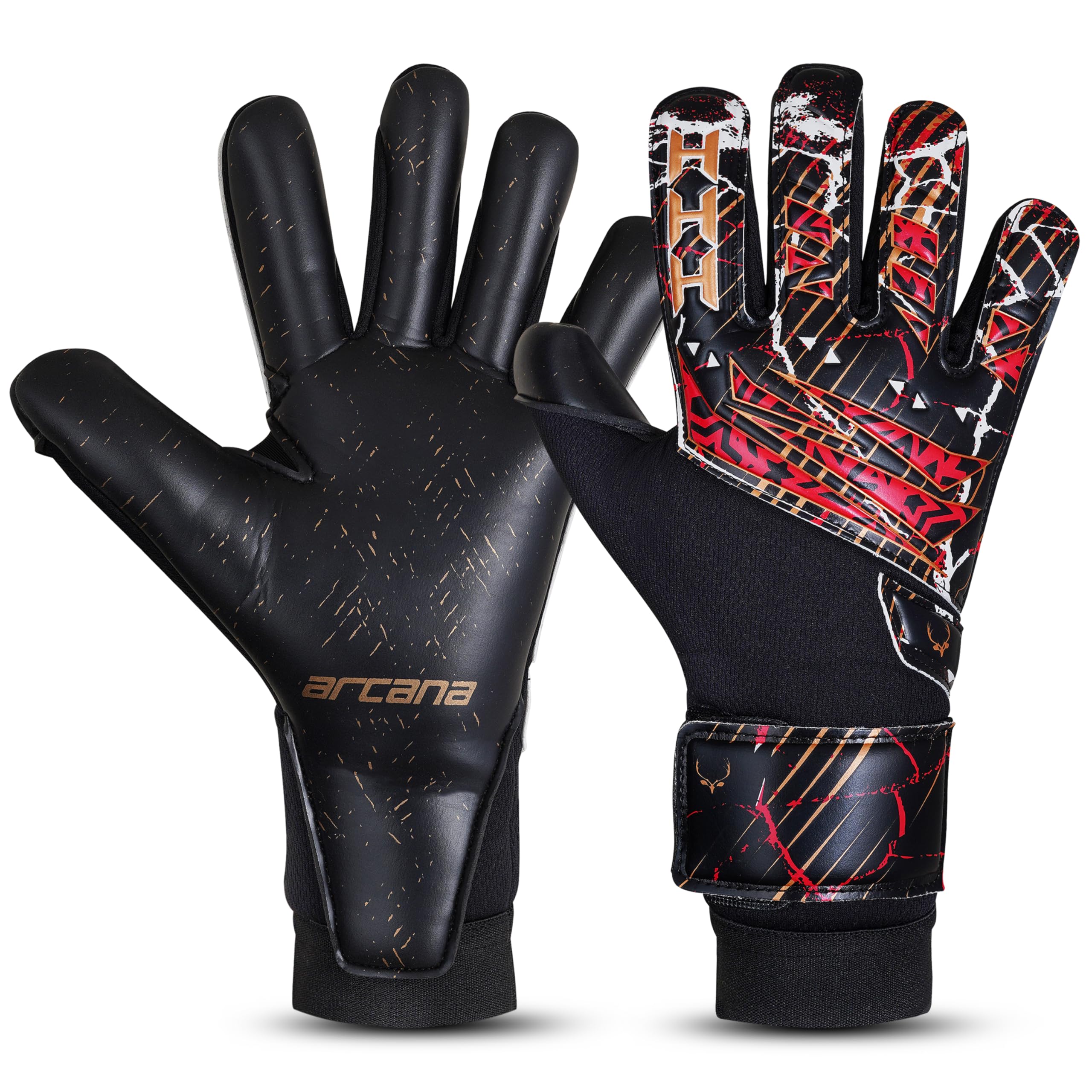HHH Football Goalkeeper Gloves for Kids, Youth, Adults, and Men Professional Goalkeeping Gloves with 4mm Latex Shock Absorption and High-Grip Palms Gecko-Cut. (Size 10)