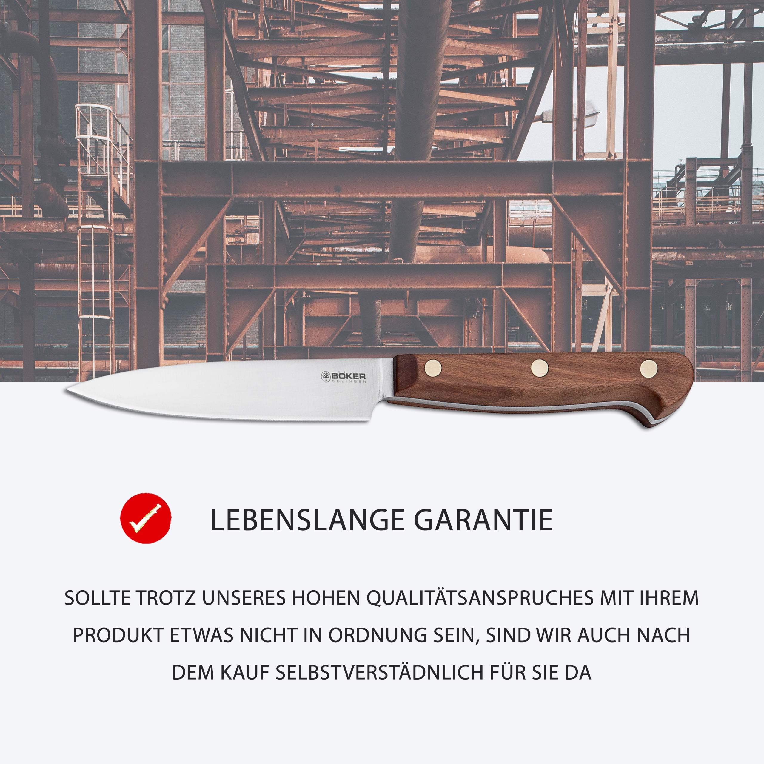 BÖKER SOLINGEN® Cottage-Craft - Profi Spickmesser handgemacht - Officemesser mit Holzgriff - scharfes Allzweckmesser - Garniermesser in Geschenkbox