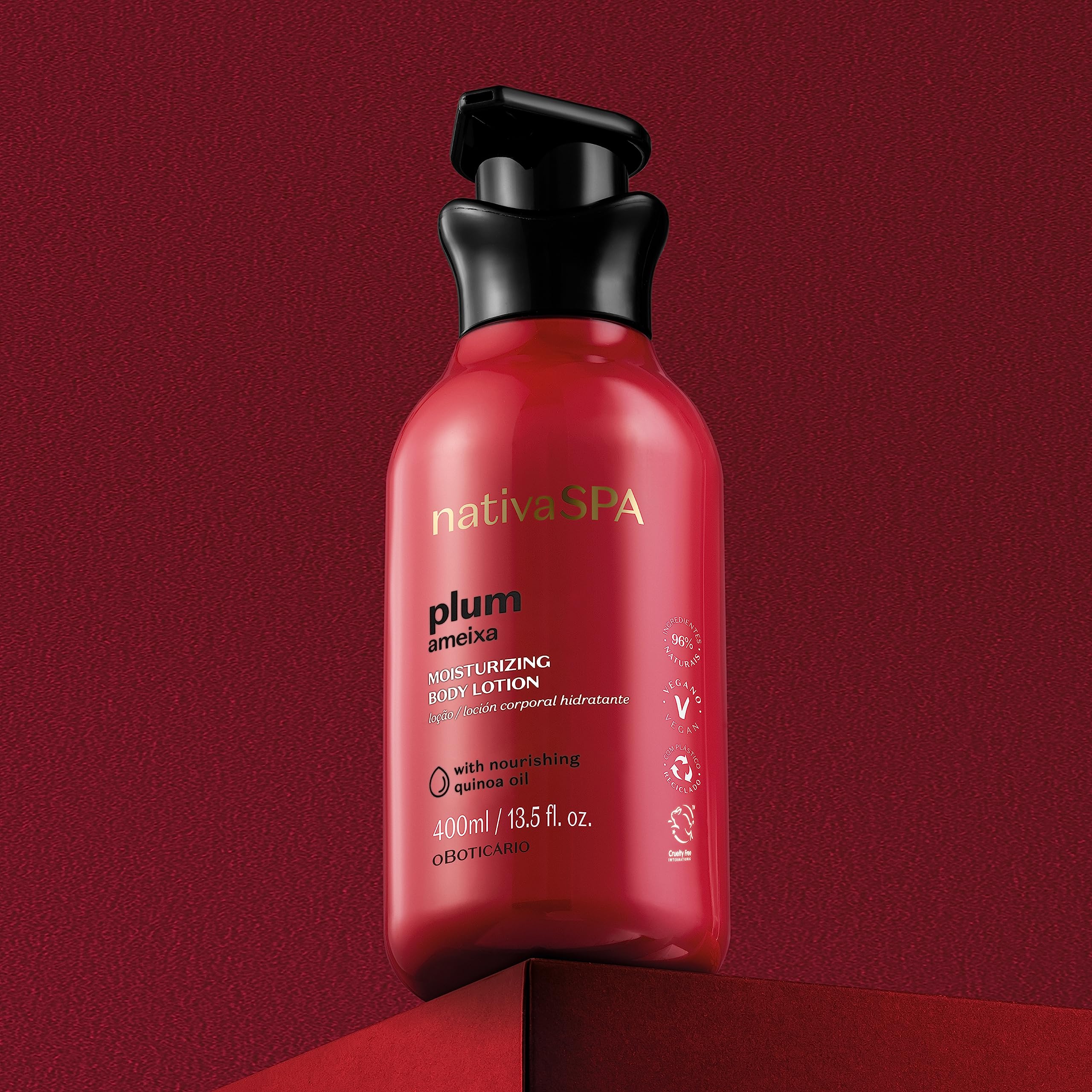 O Boticário Nativa SPA Prune Coffret Cadeau Soins de la Peau avec 3 Produits et Boîte Beige, Crème Hydratante Corps 400 ml, Crème Mains 75 g et Gel Douche 200 g