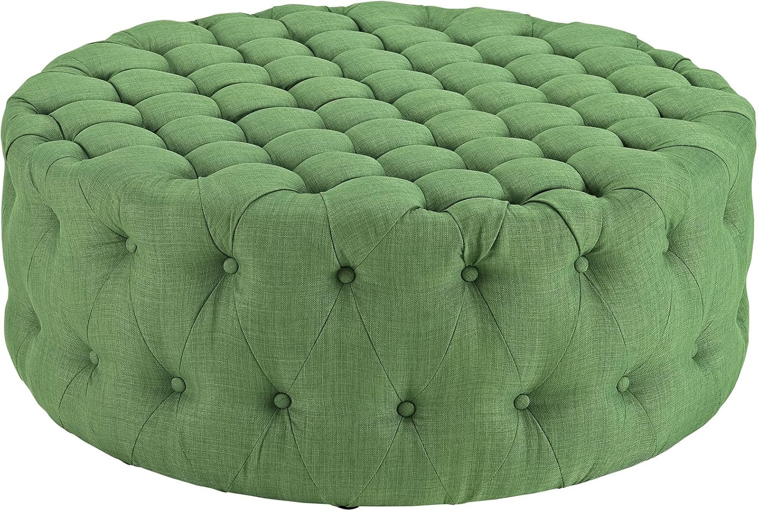 Modway Amour Faux Leather Button-Tufted Round Ottoman in Black : Home & Kitchen