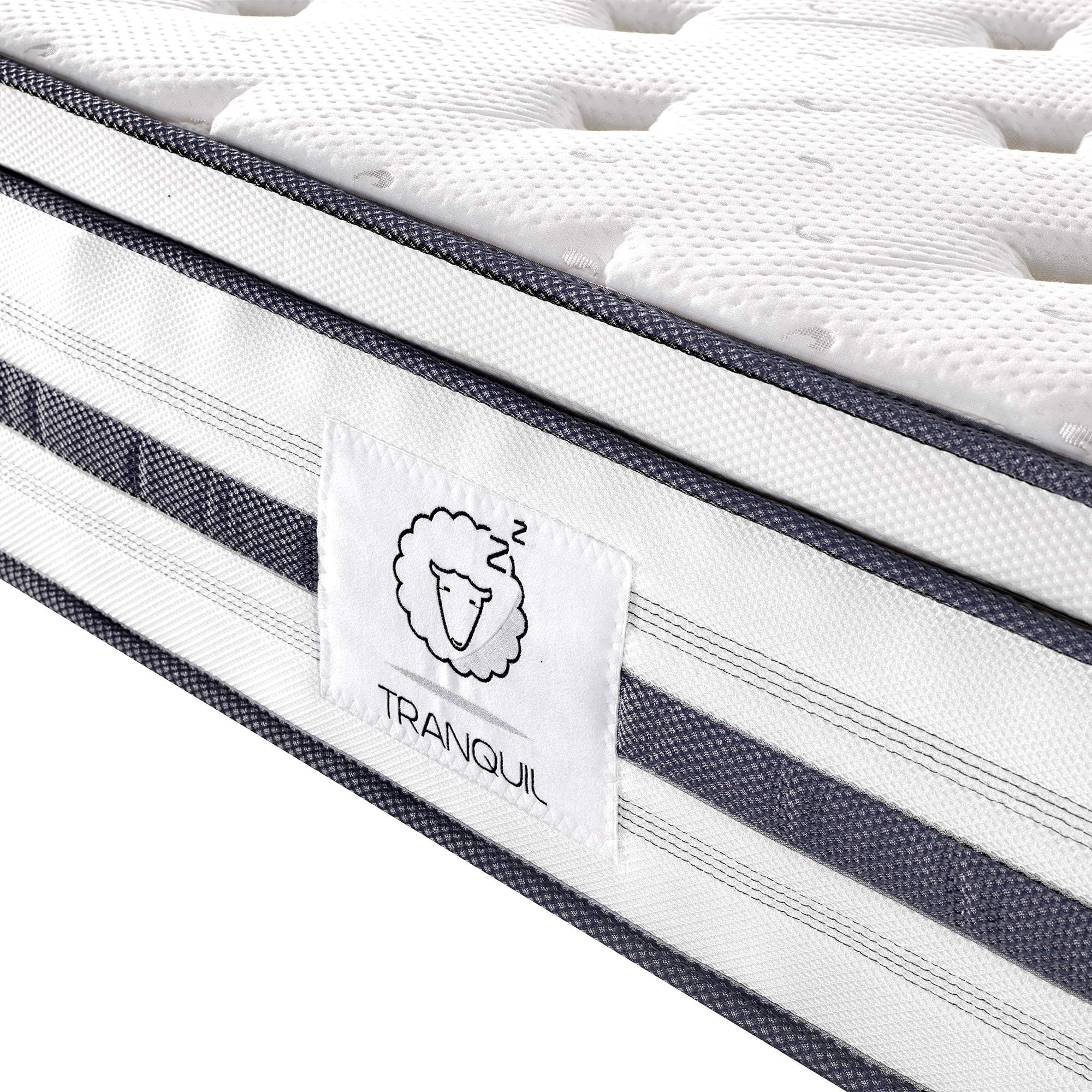 TRANQUIL Hybrid Mattress with Euro Top TRA-03, 7-Zone Pocket Spring + Memory Foam (5FT King)