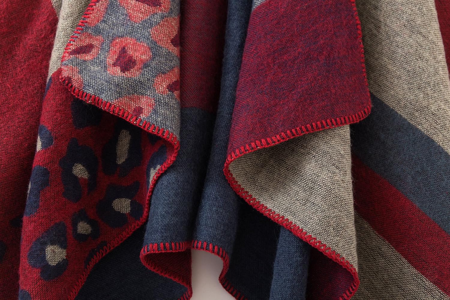 EXCHIC Women's Retro Shawl Wrap Open Front Poncho Cape Cardigan for Fall Winter - Image 2