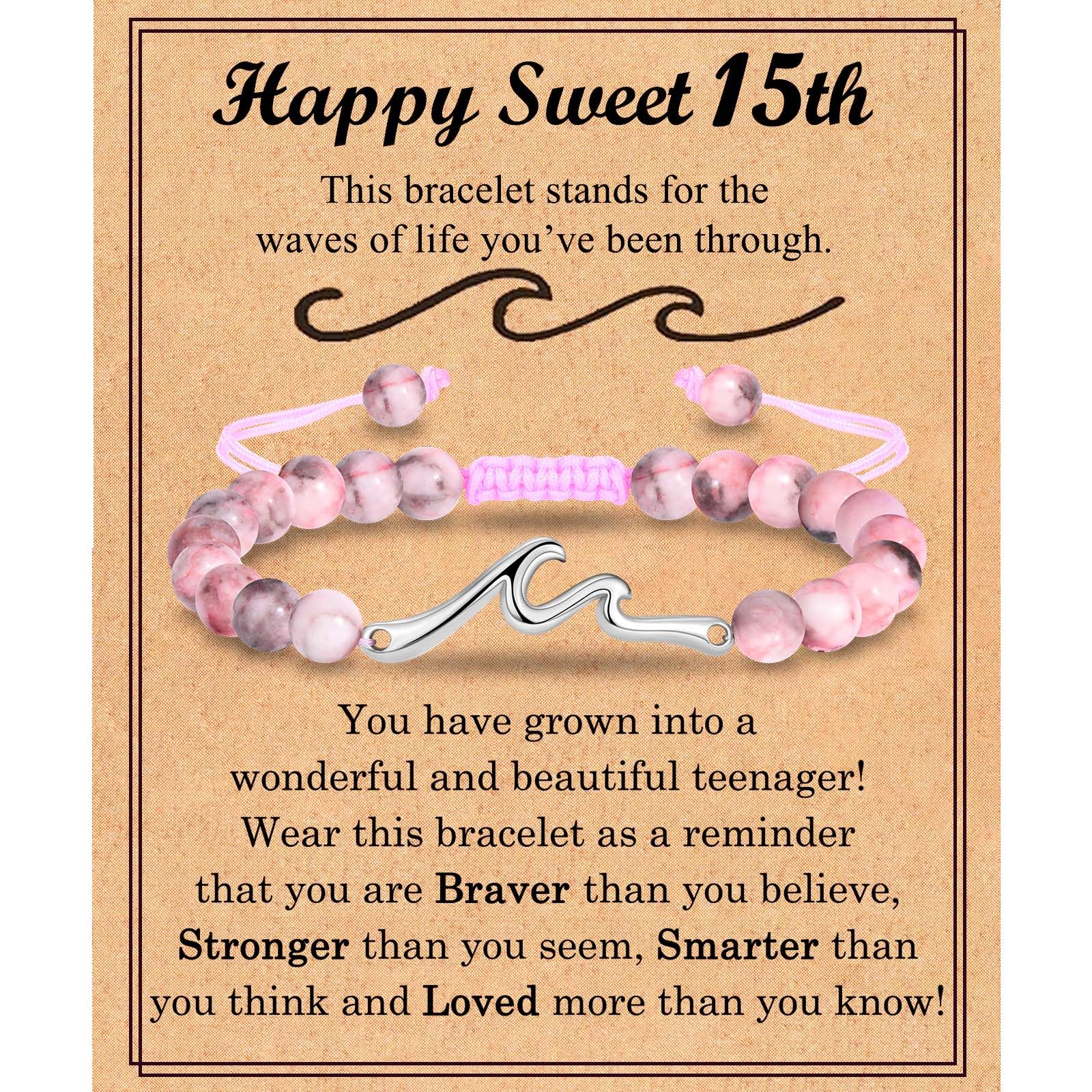 13 14 15 16 17 18 21 Year Old Birthday Gifts for Girls, Wave Birthday Bracelet Gifts with Birthday Card for Teen Girls Her Daughter Granddaughter Niece Friends