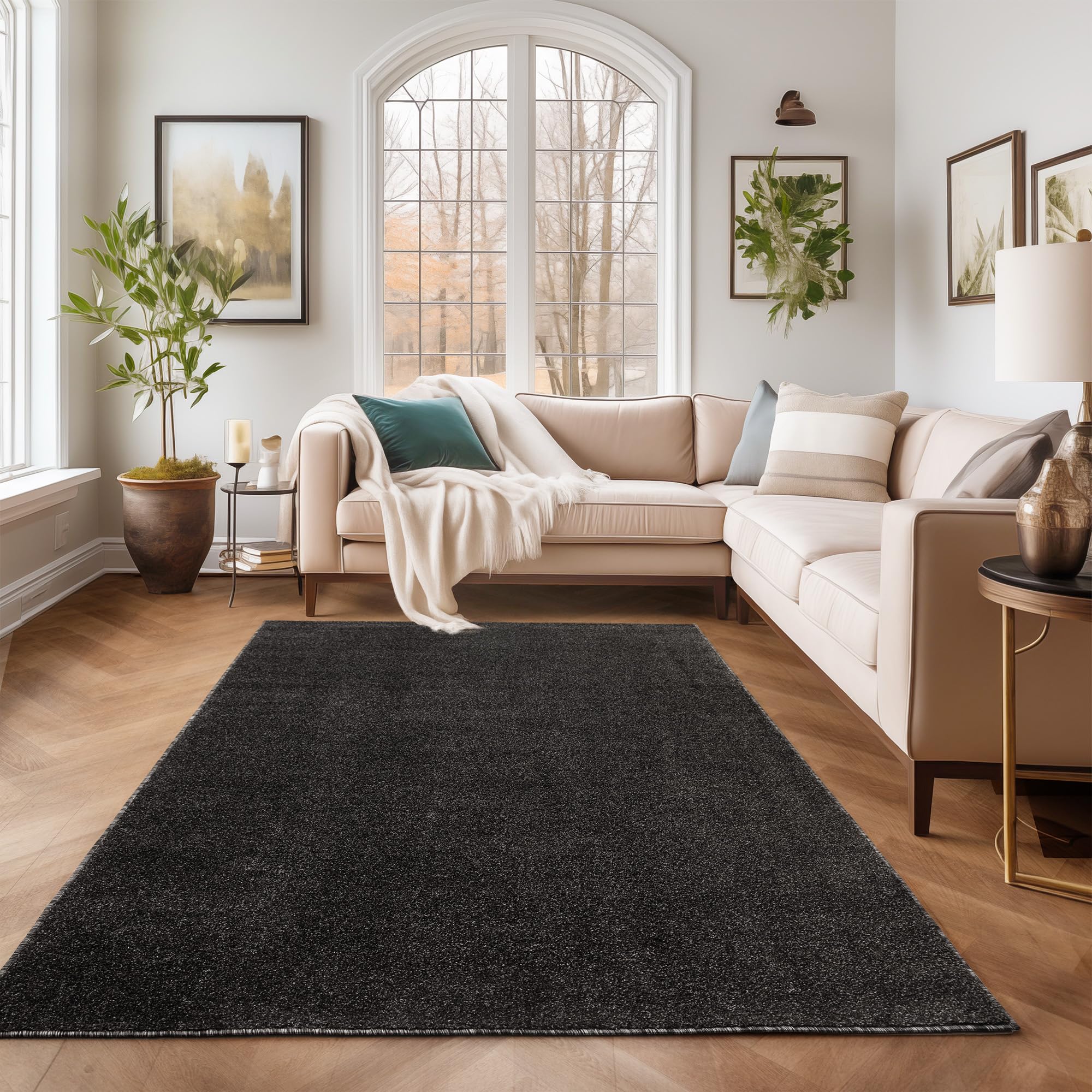 SIMPEX Teppich Kurzflor, Einfarbig, Modern, Rechteckig, Pflegeleicht, Rutschhemmend, Bodenteppich für Wohnzimmer, Schlafzimmer, Essbereich