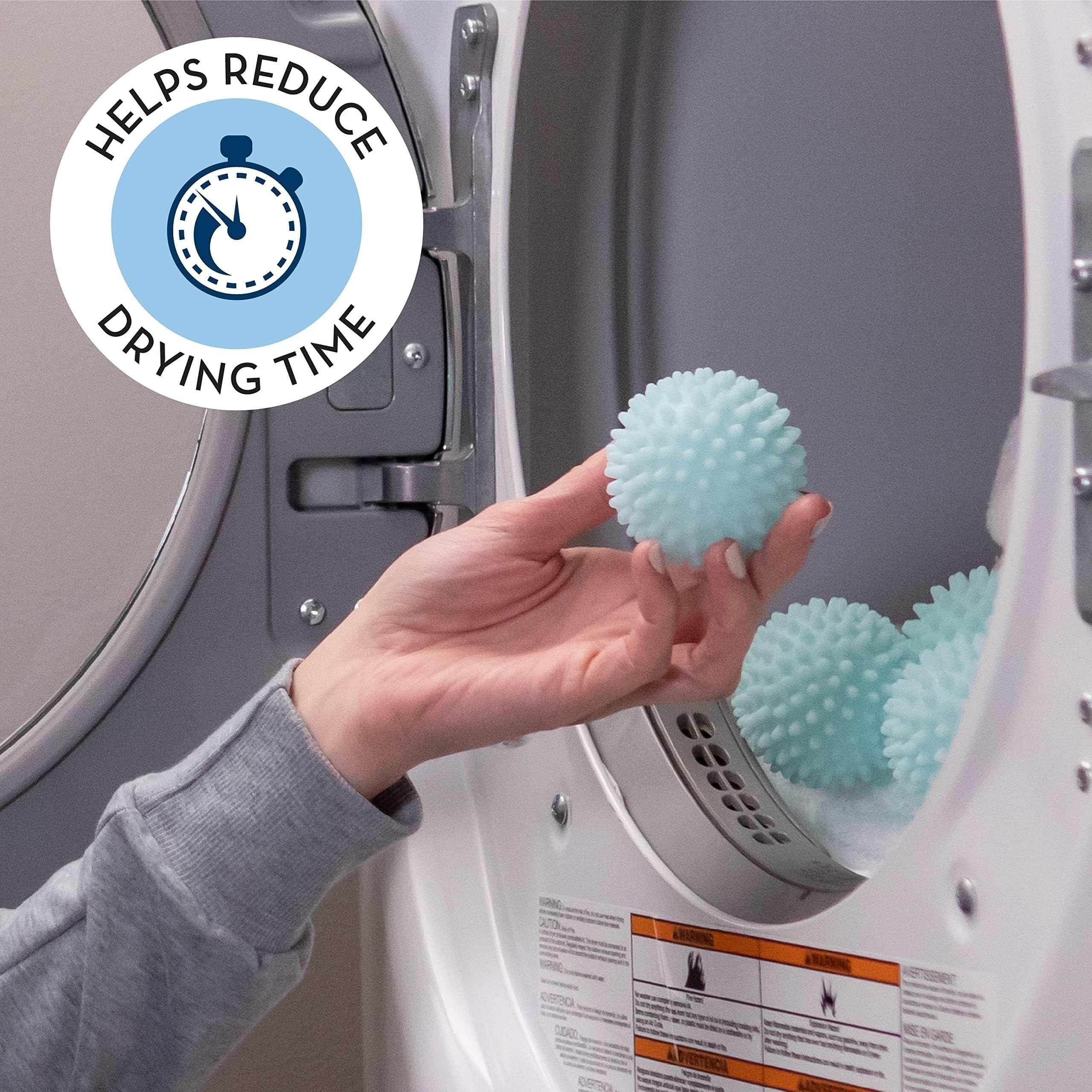 Bolas reutilizables para secadora de ropa, suavizante de tela antiestático de plástico azul cielo, reduce las arrugas, suministros de limpieza sostenibles, ayuda esencial de lavado y secado para 3
