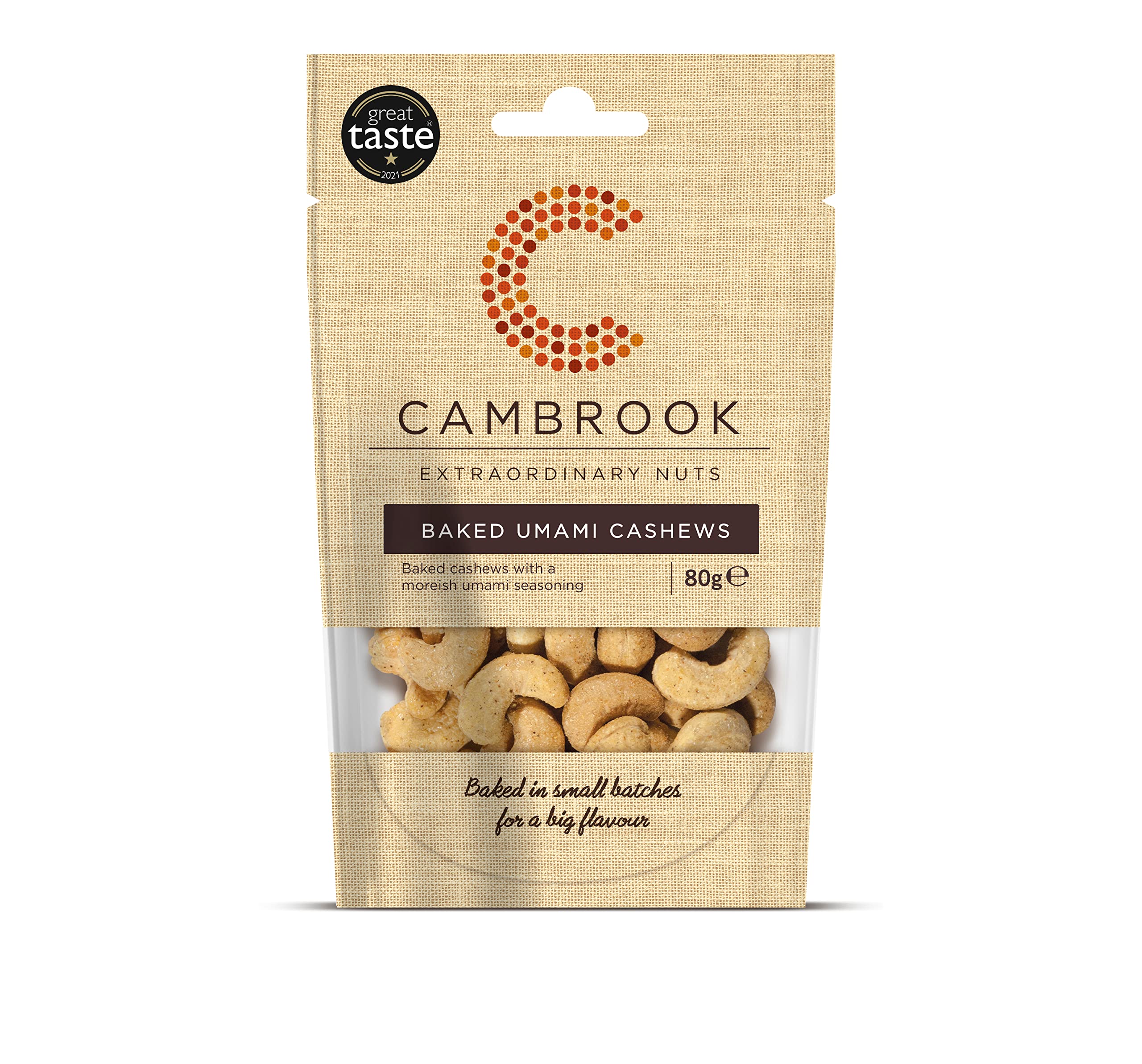 Cambrook - Baked Umami Cashews, 80g Bag