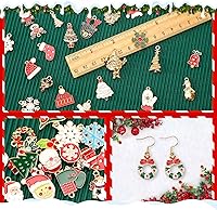 Vista 2 de SANNIX 350Pcs Christmas Charms for Jewelry Making, Gold Enamel Charms Christmas Charm Pendants for DIY Crafts Bracelets Necklace Earrings Craft