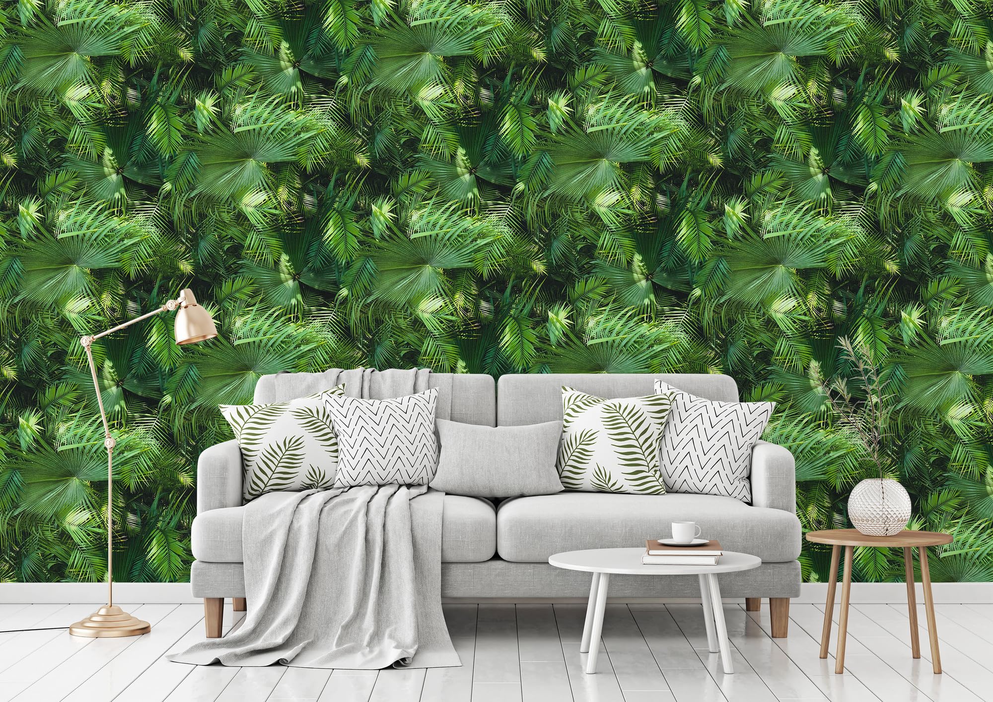 Livingwalls New Bude 2.0 tapeta z nadrukiem palm o wyglądzie dżungli, 10,05 m x 0,53 m, zielono-czarna, Made in Germany 362001 36200-1