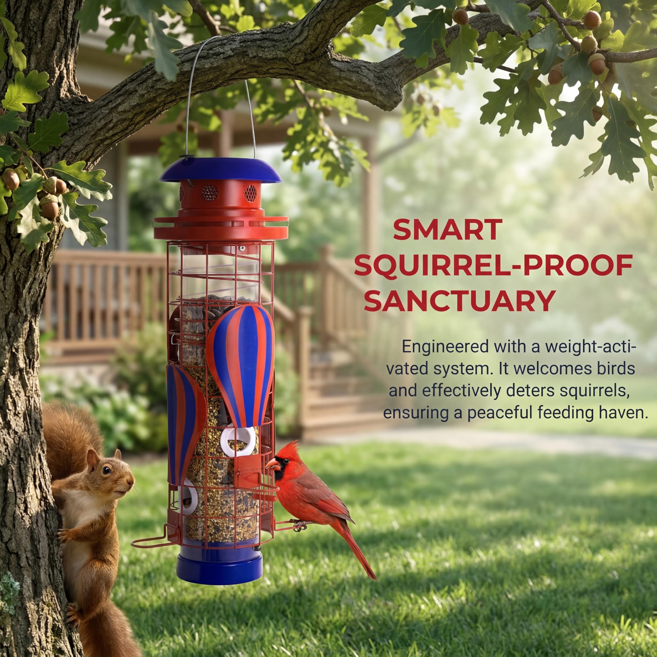 Beserie Comedero solar para pájaros para colgar al aire libre, a prueba de ardillas, comedero de metal impermeable para pájaros silvestres, comederos de cardenales, regalos para amantes de los