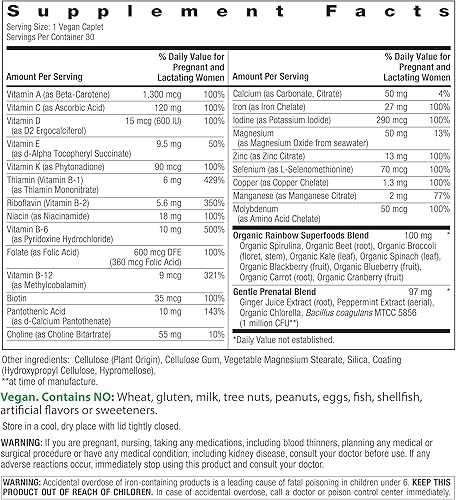 Miniatura 9 de Rainbow Light Multivitamina Prenatal One una vez al día para apoyar la energía y la inmunidad para la madre y el desarrollo para bebé con ácido