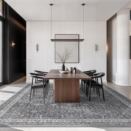 Miniatura 301 de Rugland Alfombras de área de 8 x 10, alfombra lavable resistente a las manchas, alfombras antideslizantes para sala de estar, alfombras tribales