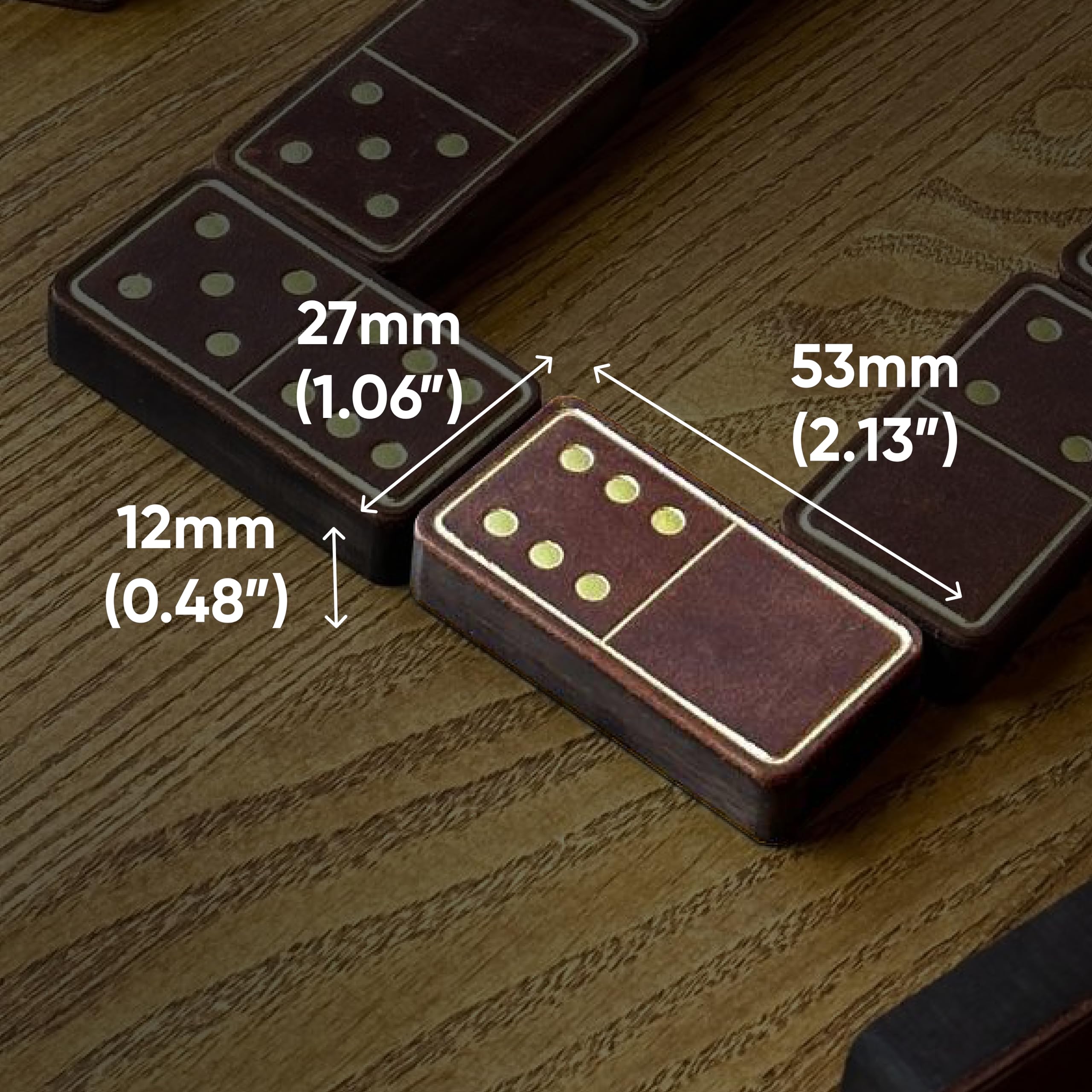 Premium Domino-Set Dunkelbraun – Handgefertigte Dominosteine aus Karbolt-Holz & Echtleder, luxuriöses Gesellschaftsspiel in edler Geschenkbox