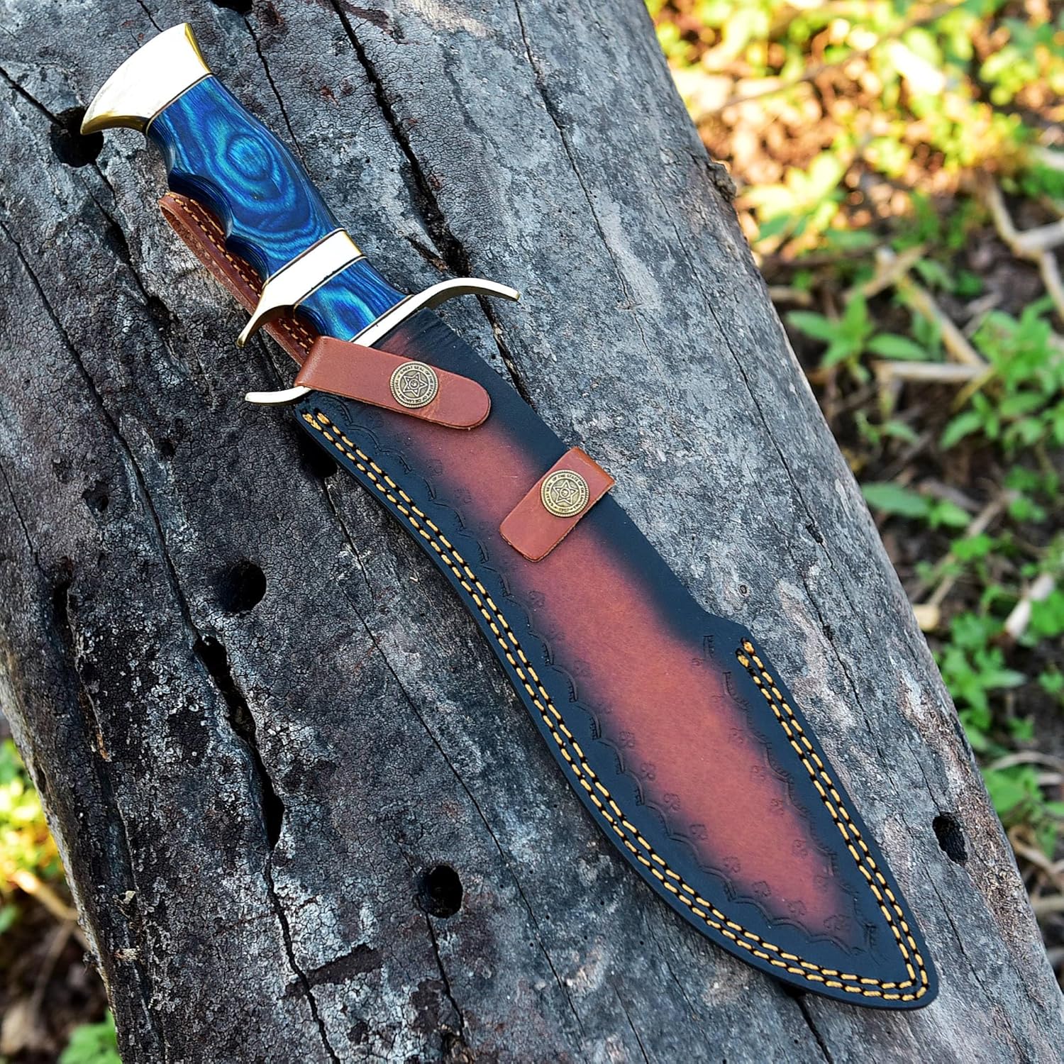 Damascus Steel Bushcraft | Damascus Knife | Survival Knife for Camping, Fishing | Perfect Knives for Men | Bowie Knife Made In USA | Kukri Machete | Hunting Knife With Sheath | 10 Inch Sharp Blade