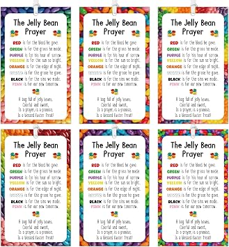 COcnny Easter Christian Prayer Tags - 60pcs Jelly Bean Religious Labels Card Ornaments Present Paper Gift Tags Set Hang Decor, Christ Holiday Party Art Craft Decoration Supplies for Fireplace