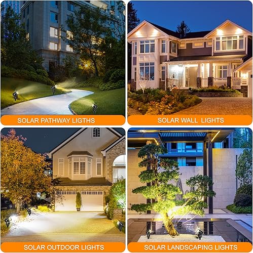 Miniatura 7 de SUNLONG Foco LED de luz blanca cálida con aluminio fundido, alimentado por energía solar, para exteriores, jardín, patio, paisaje, árbol,