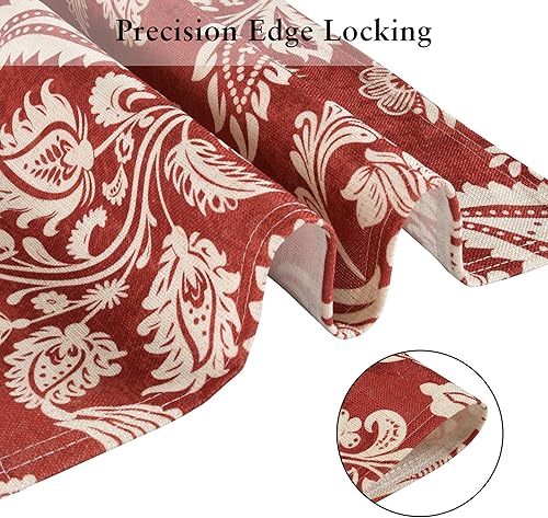 Miniatura 7 de LilyCat Juego de 6 manteles individuales de tela de lino con estampado floral de cachemira roja, duraderos, bohemios, para cocina, rústico, vintage,