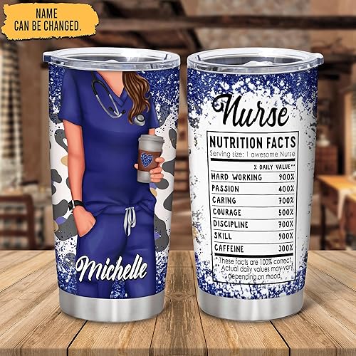 Vista 20 de Hyturtle Regalos personalizados para enfermeras para mujeres, cumpleaños, Navidad, estetoscopio, enfermera, vaso de acero inoxidable con nombre