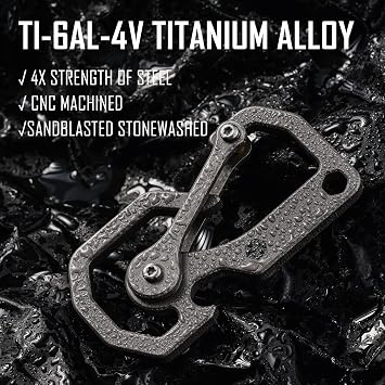 KeyUnity Titanium Carabiner Keychain Tool Bottle Opener with Screwdriver for Daily Transport(KU06)
