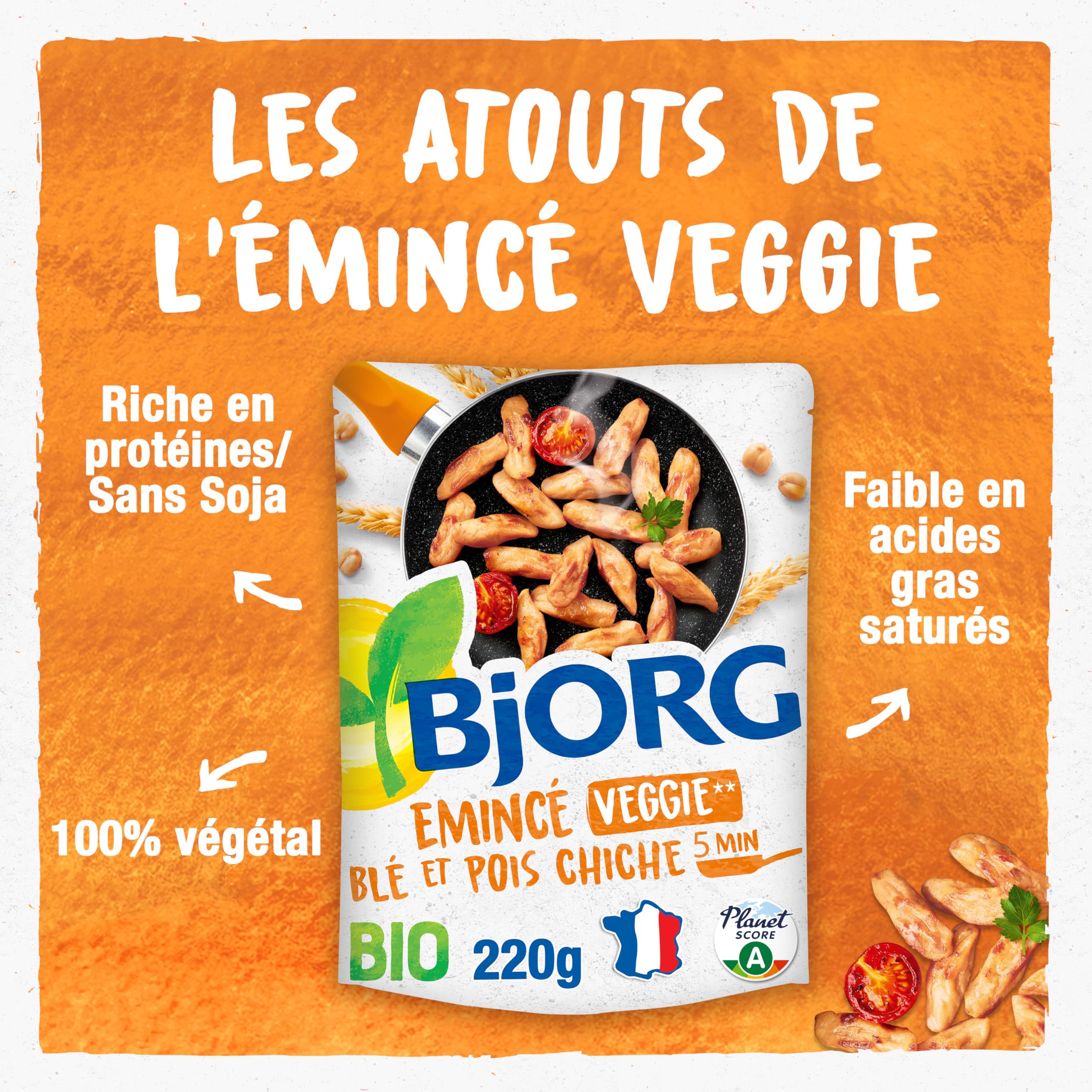 Bjorg Emincé veggie blé et pois chiche bio - Le paquet 220g