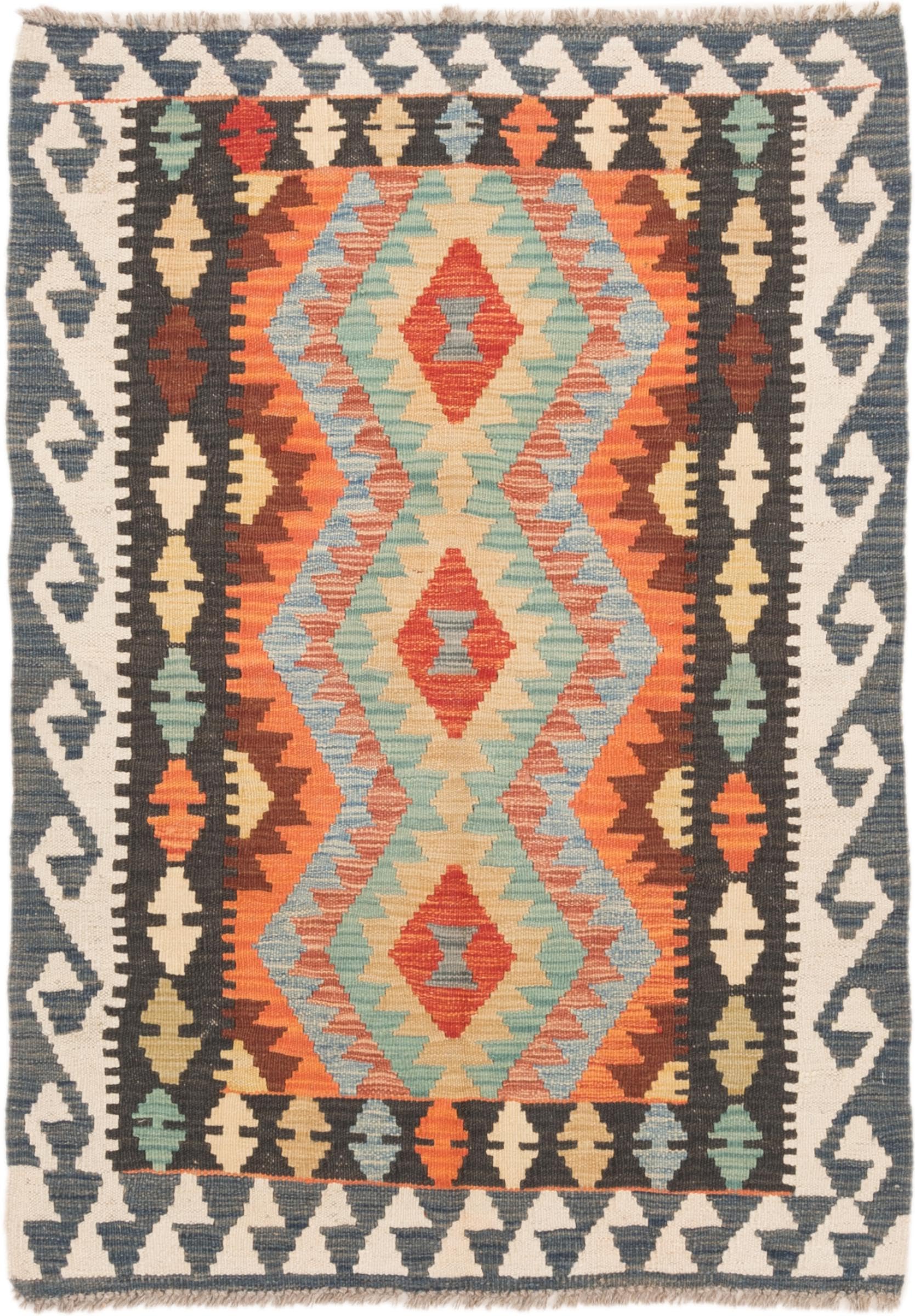 Tapis d'Orient Kilim Afghan 90x126 en laine véritable fait main