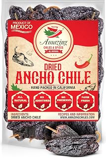 Dried Ancho Chiles Peppers 4 oz – Natural & Premium for Authentic Mexican Mole, Sauces, Stews, Salsas, and More! Sweet & Smoky Flavor with Mild to Medium Heat to Elevate Your Favorite Recipes.