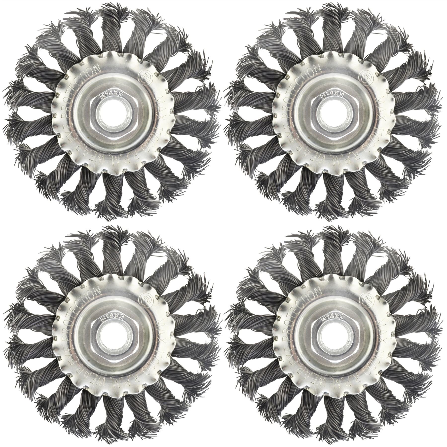 Ab Tools Silver 4 X Flat Twist Knot Wire Wheel Brush 100Mm M14 X 2 Deburring Angle Grinder At931