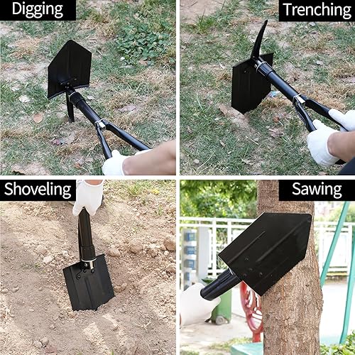 Miniatura 6 de Multiherramienta táctica 14 en 1 con mecanismo de bloqueo y pala plegable, equipo de supervivencia para camping, nieve, senderismo, caza,