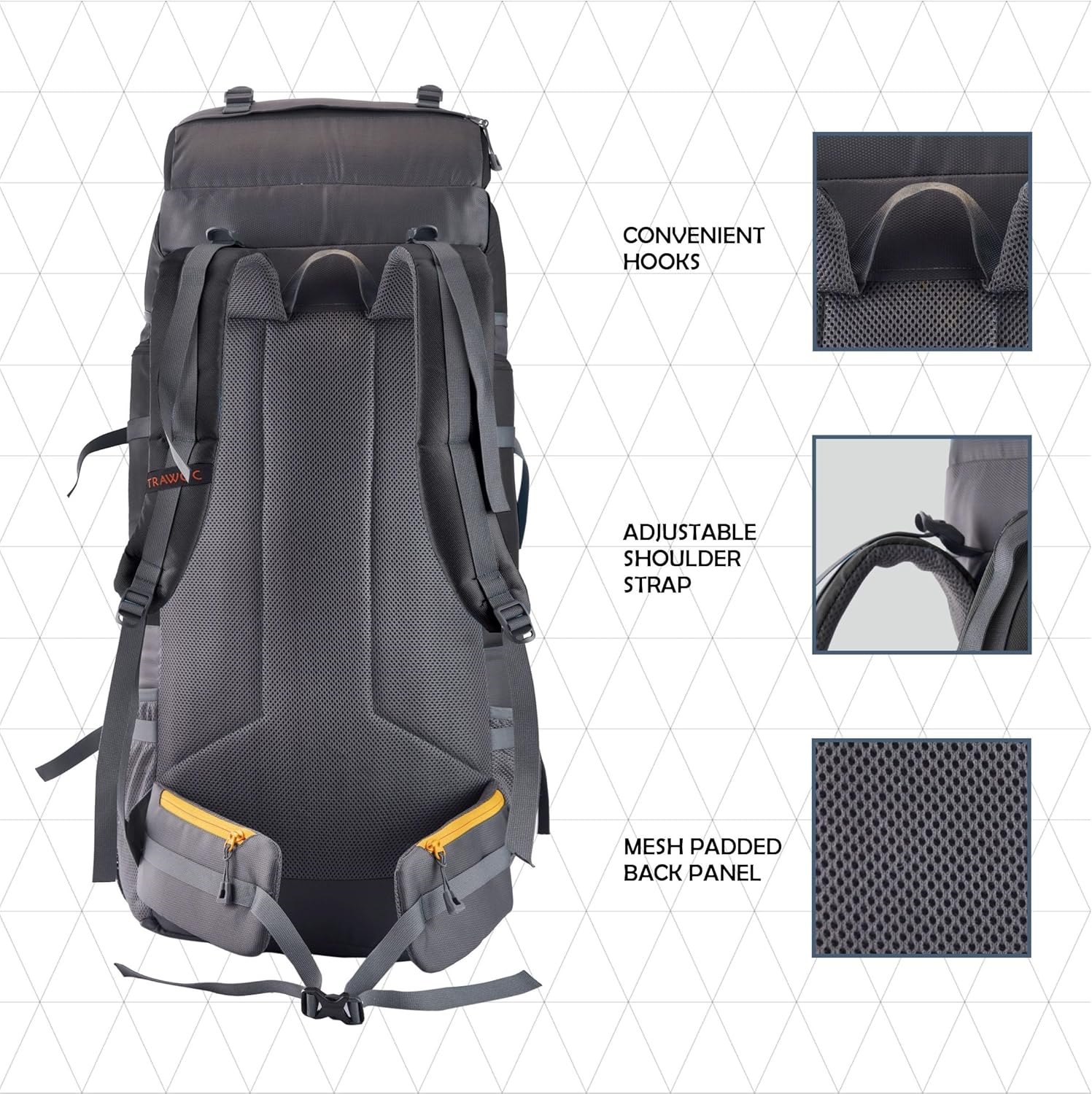 TRAWOC STONEX 60 Ltr Travel Backpack Trekking Rucksack bag for Men & Women Travel Camping Hiking Backpack