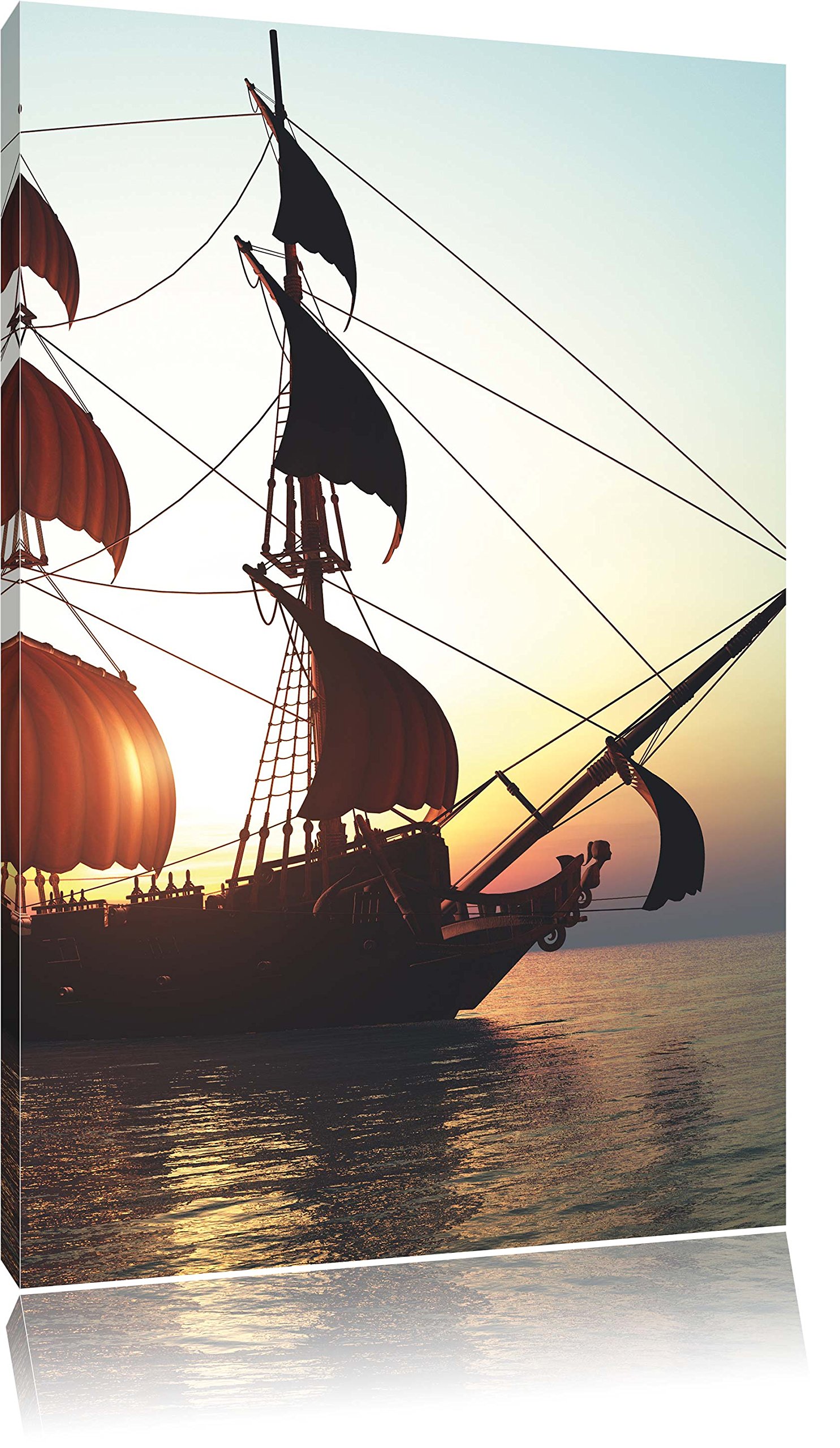 Vecchia nave a vela, formato: 120 x 80 cm su tela, XXL immagini giganti già incorniciate con cornice, stampa artistica da parete con cornice, più conveniente di dipinti o pittura a olio, nessun poster