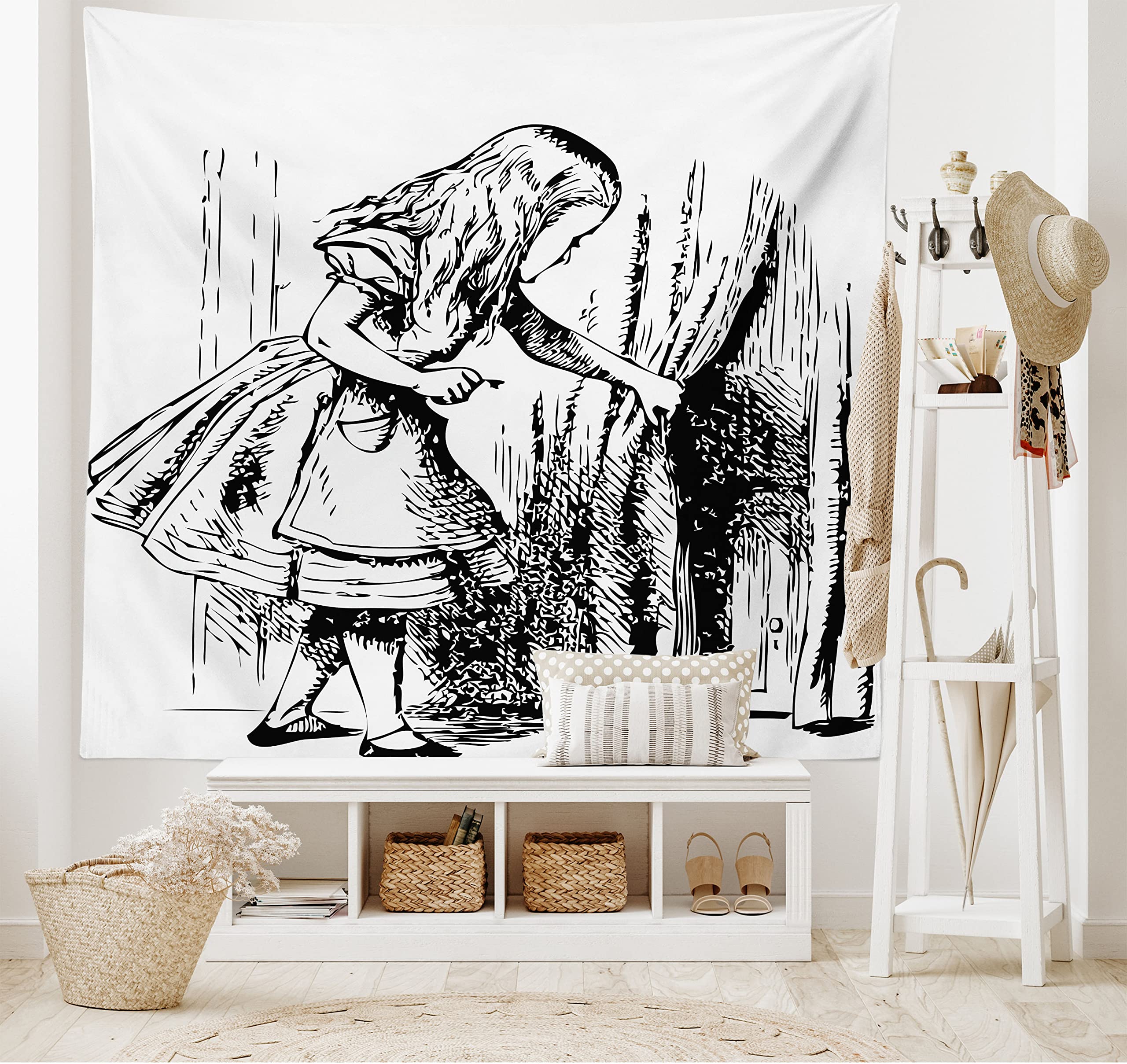 ABAKUHAUS Arazzo Natalizio Con Albero Invernale - Tappezzeria Da Parete 230x140 Cm In Microfibra Morbida, Stampato, Per Camera, Soggiorno, Dormitorio, Bianco E Rosso - 2