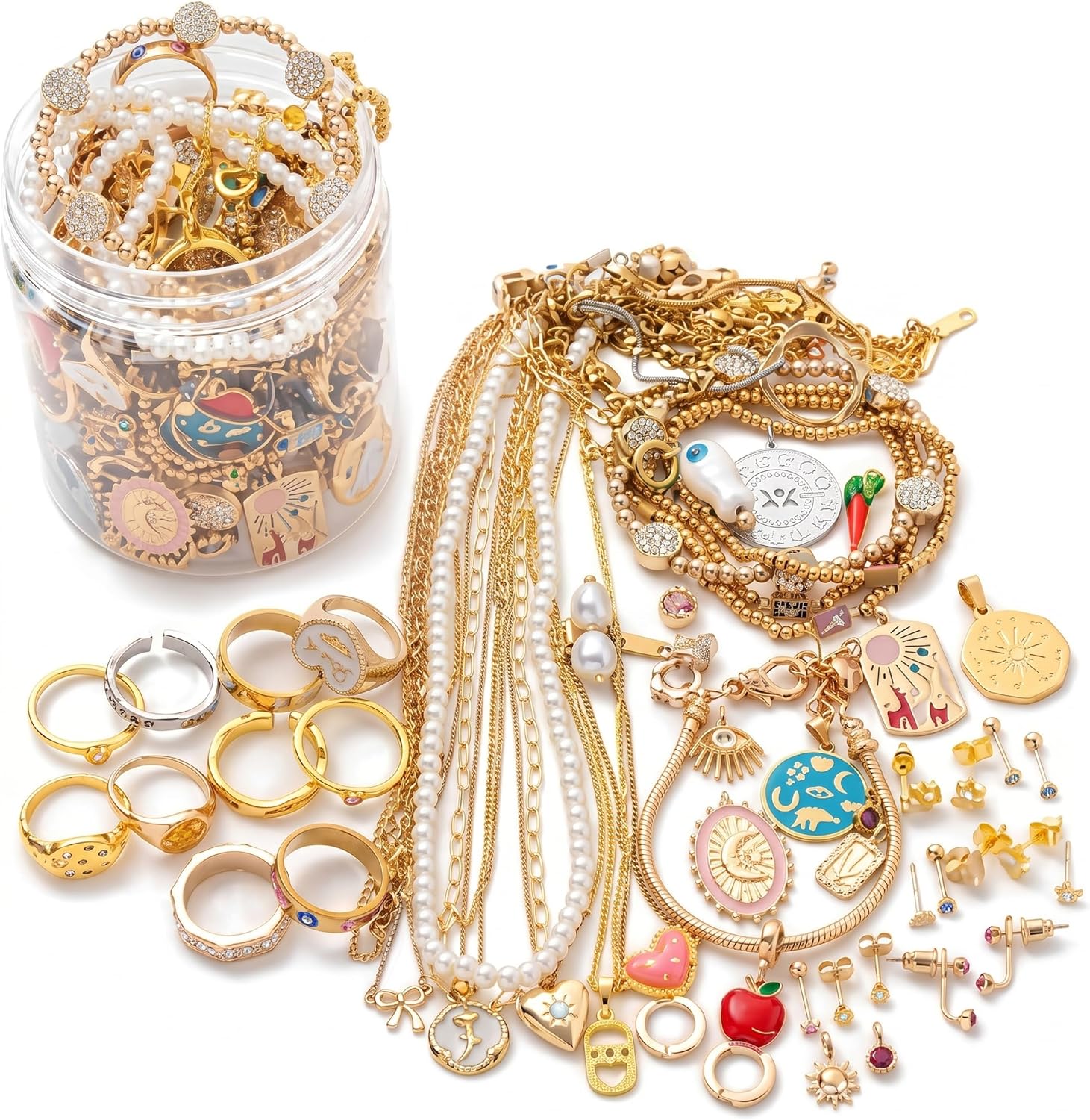 Jewelry Jar Vintage, 50PCS Set, Gold.