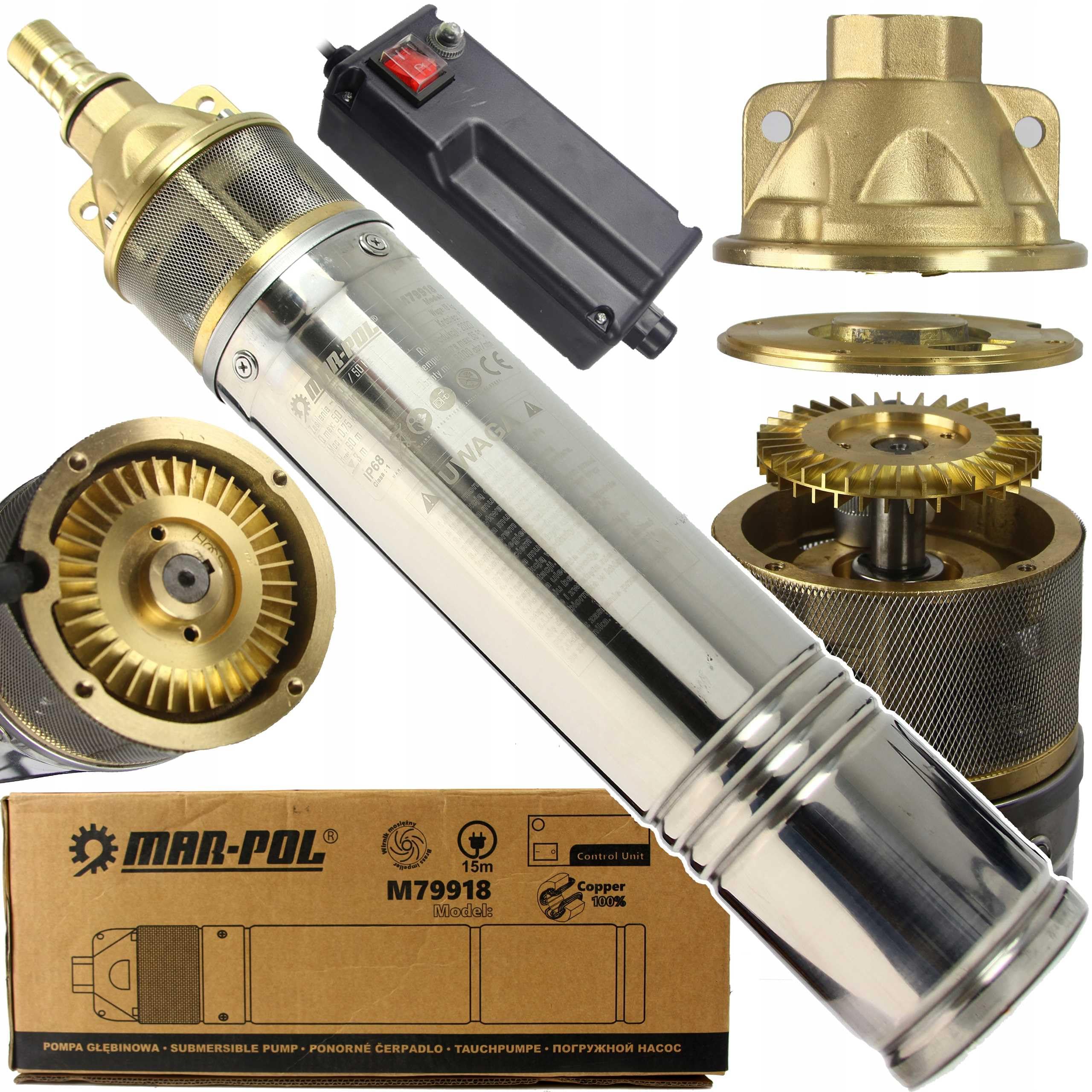 Electrobomba para pozos 50 litros/min bomba sumergible para pozo profundo de Ø4" 1 CV 750 W prevalencia hasta 60 metros 230 V salida 1"