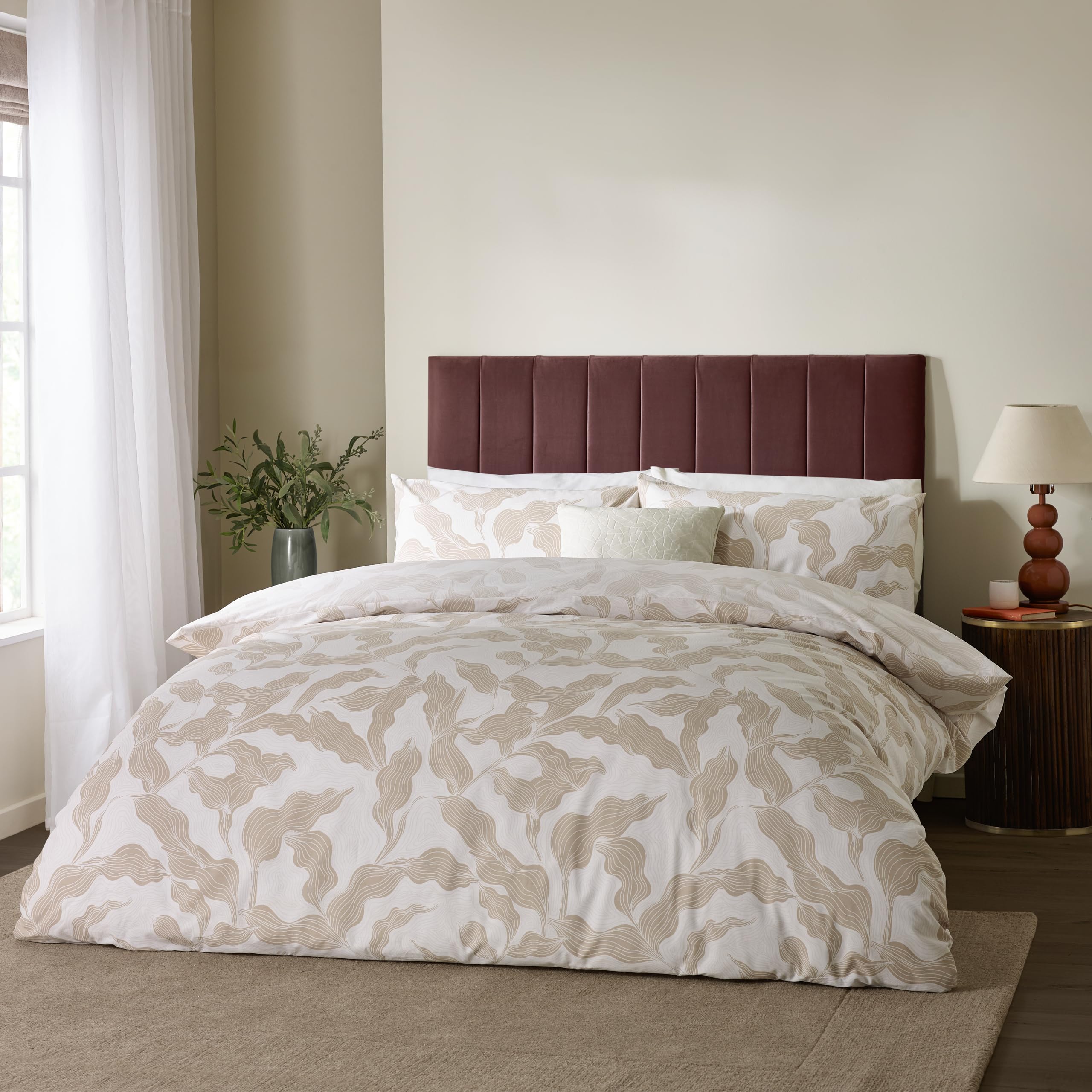 HOEM Lauro Printed Reversible Duvet Cover Set - Double Size - Stone Color - Cotton Blend