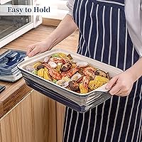 Vista 5 de LOVECASA Cacerola de cerámica de 4.5 cuartos de galón con tapa, plato para hornear de 9x13, cacerola para lasaña profunda con asas, olla de piedra