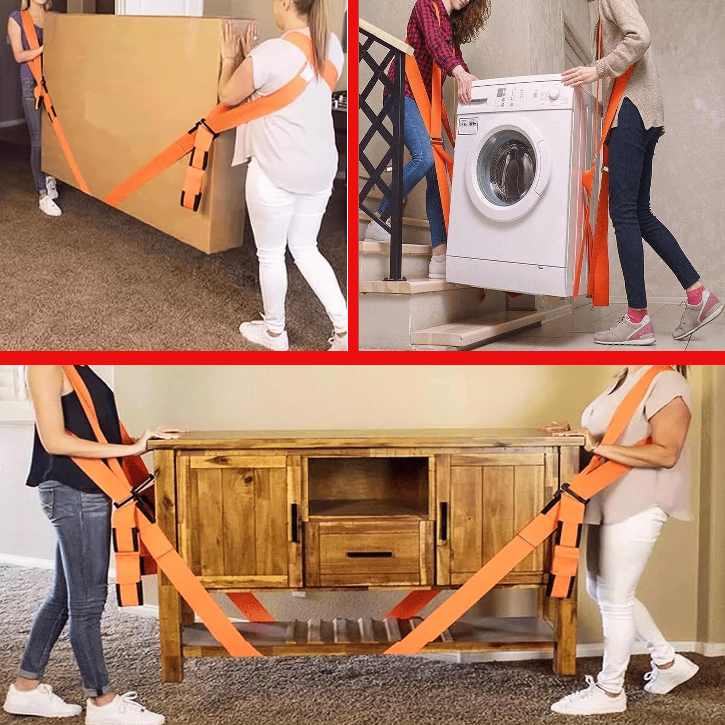 Correa de Transporte para Muebles y Electrodomésticos, Cinturón de Movilidad para Dos Personas, Soporte para Levantar Objetos Pesados