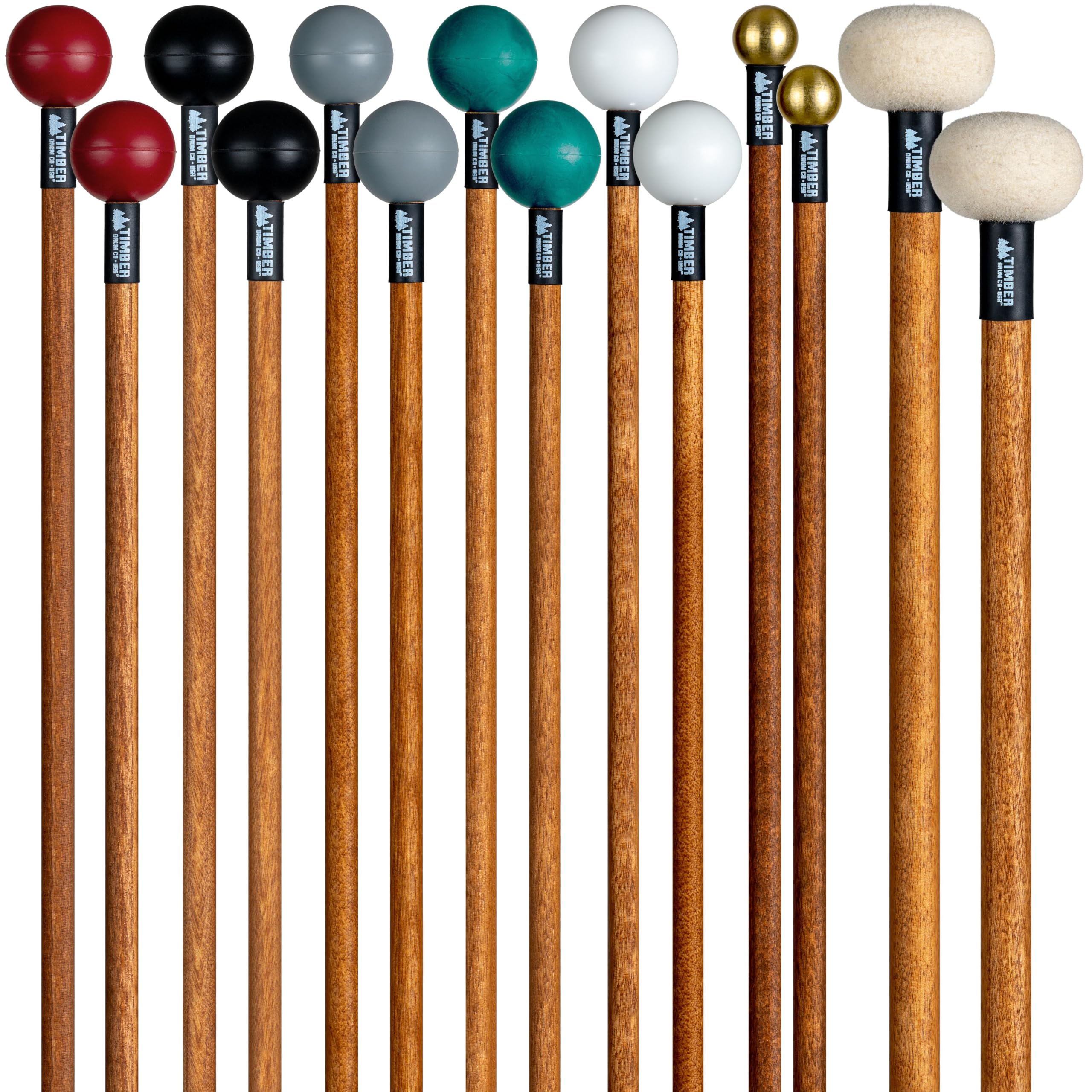 Mazo de percusión colección completa, fabricado en Estados Unidos y montado en Estados Unidos, palos para marimba, platillos, timbales, juego de tambor, glockenspiel, bloque de madera