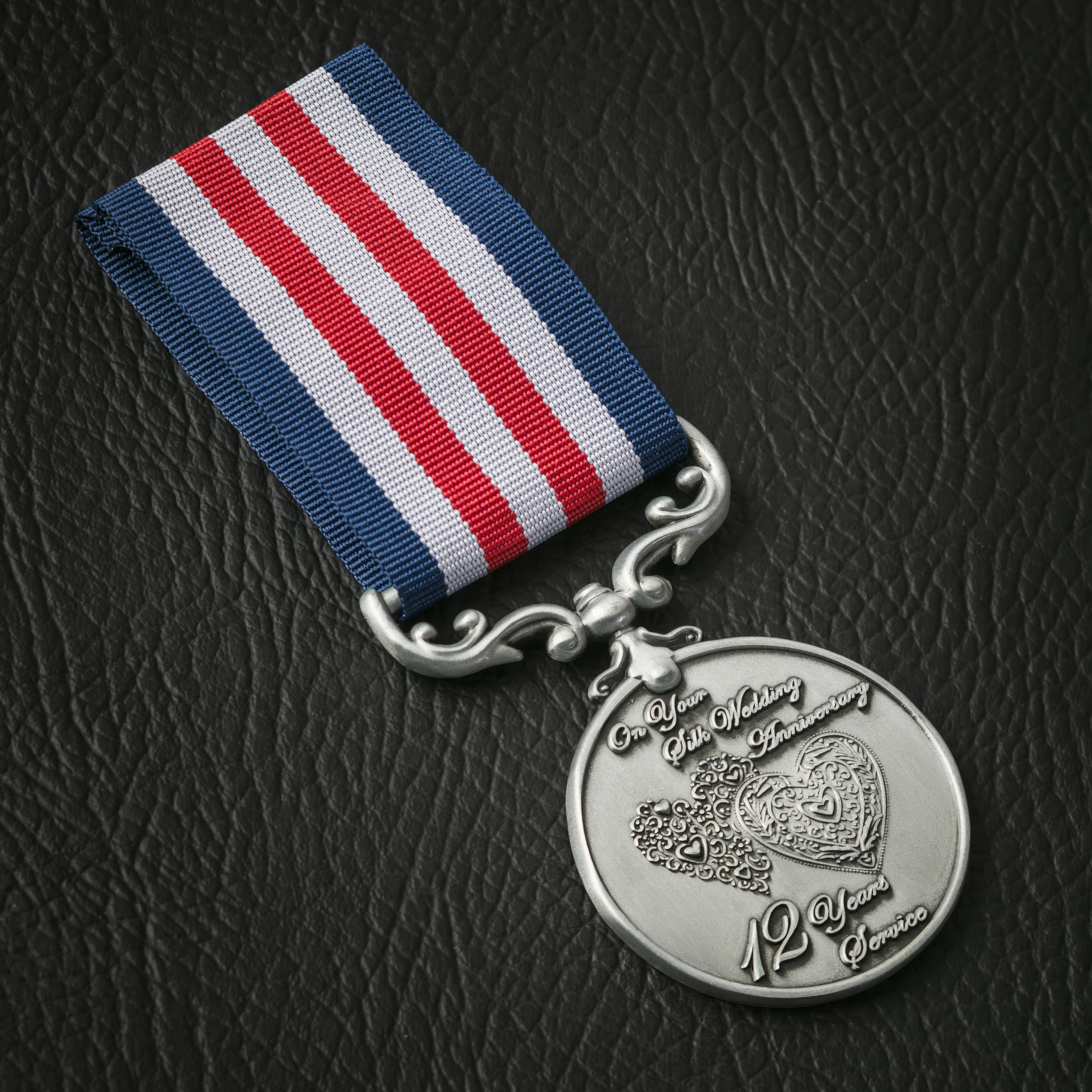 The Commemorative Coin Company Silver Your 12Th Silk Wedding Anniversary Long Service/Bravery Medal. For Couple Husband/Wife 12 Years Of Marriage.