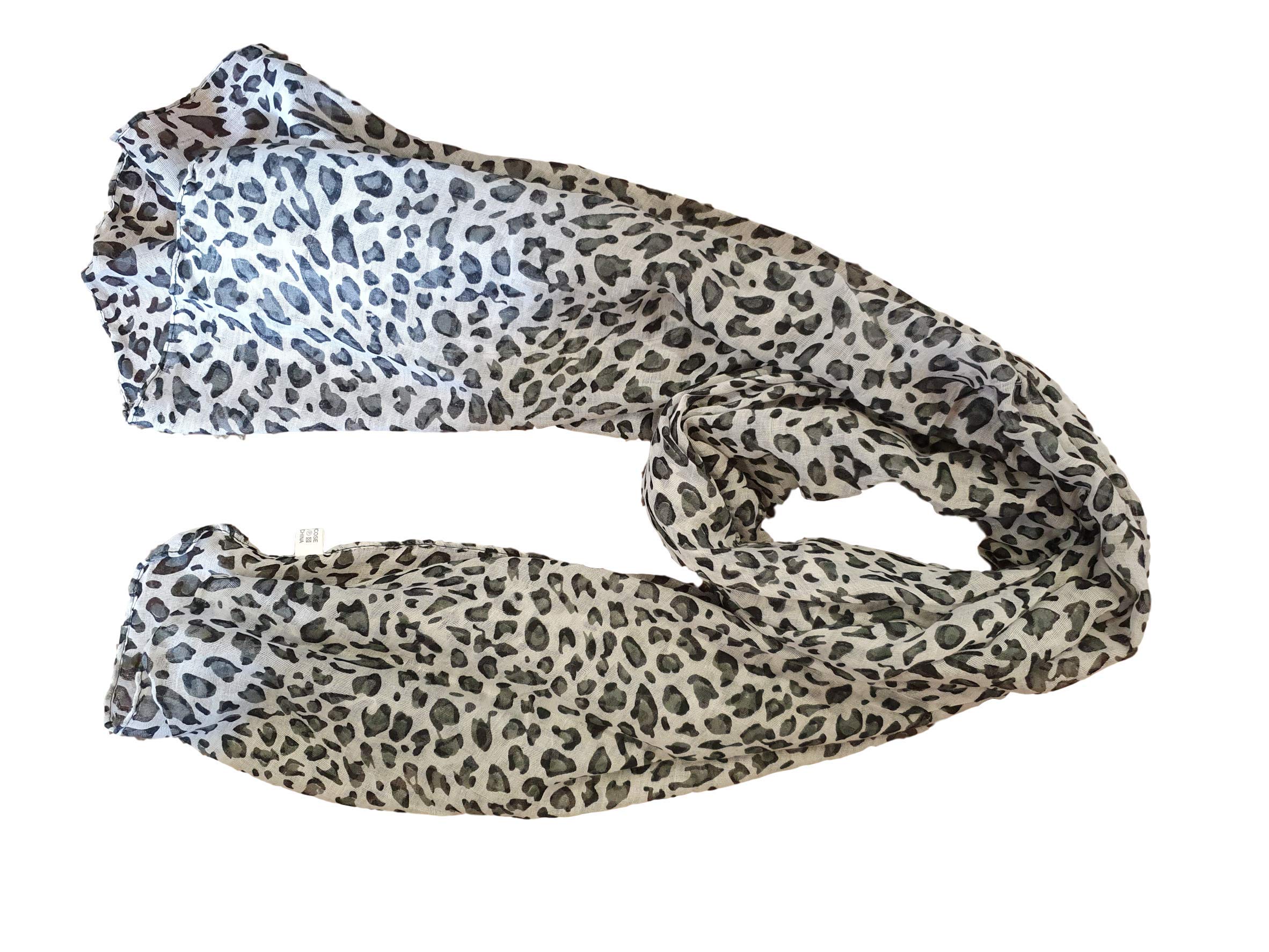Fat-catz-copy-catz Small Black White Animal Leopard Print Crinkle Ladies Fashion Shawl Scarf
