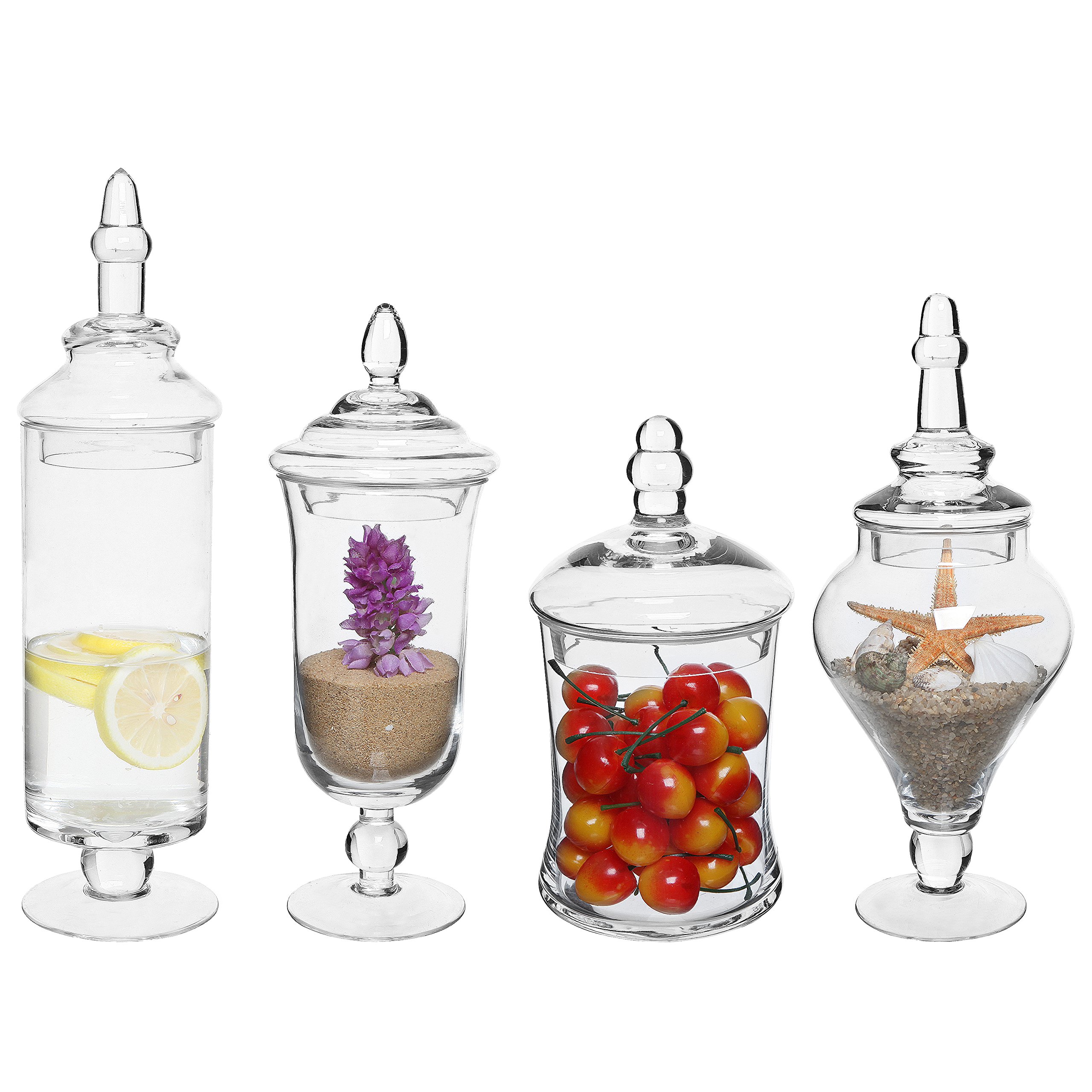 Buy MyGift Clear Glass Apothecary Jars with Lids, Decorative Wedding