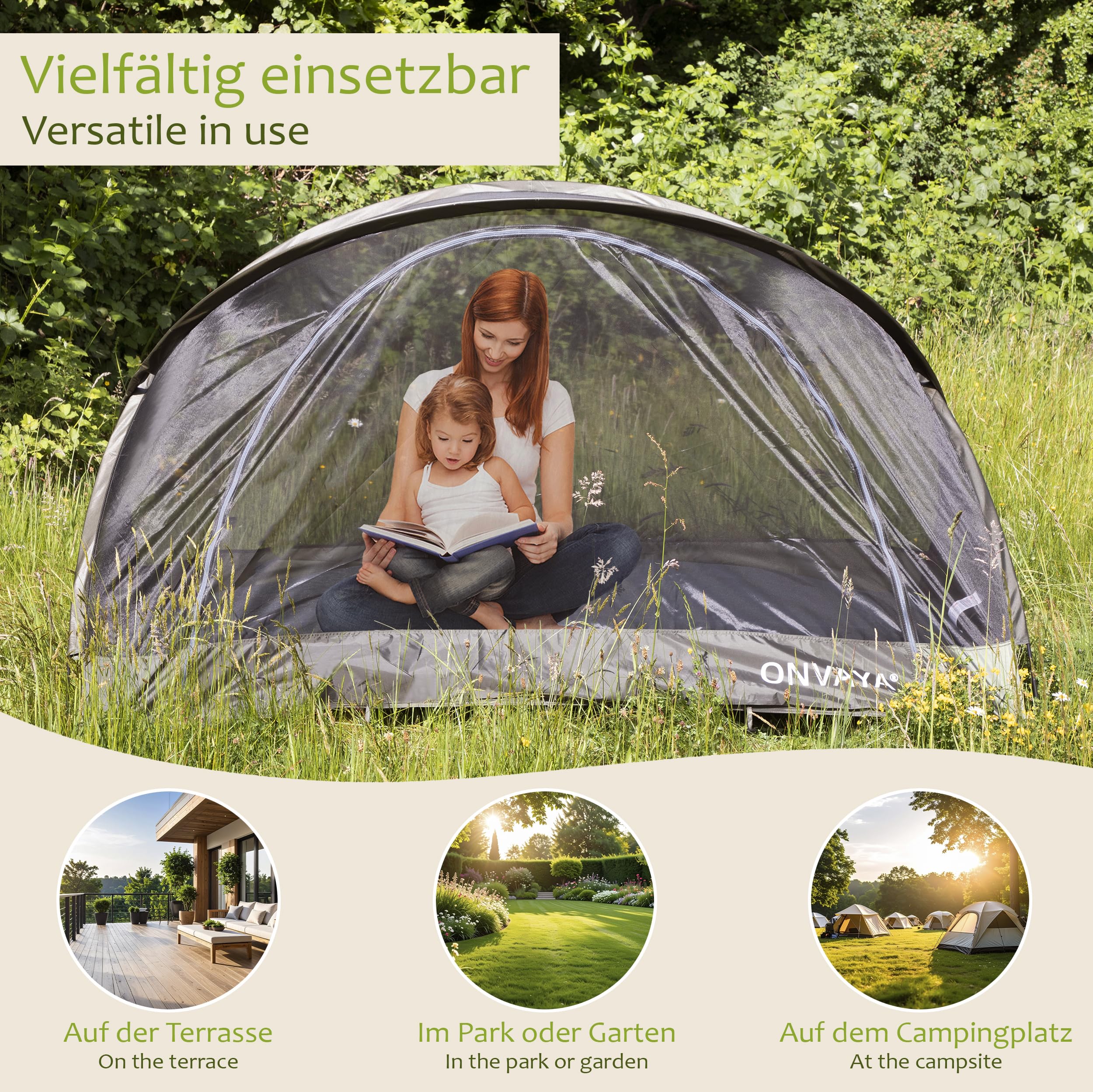 ONVAYA® Insektenschutzzelt ǀ für 2 Personen ǀ einfacher Aufbau ǀ Moskitonetz für Camping, Terrasse oder Park