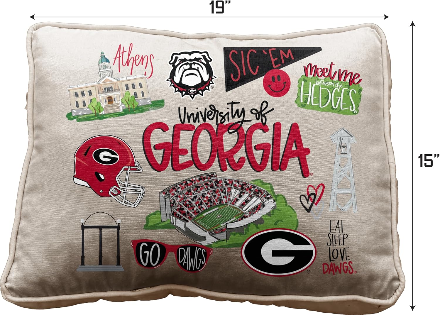 NCAA Georgia Bulldogs Loco Fan Canvas Décor Pillow